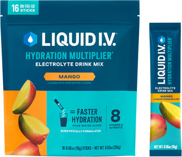 Liquid I.V.® Hydration Multiplier - Mango | Electrolyte Powder Drink Mix | 1 Pack (16 Servings) Liquid I.V. uk supplements