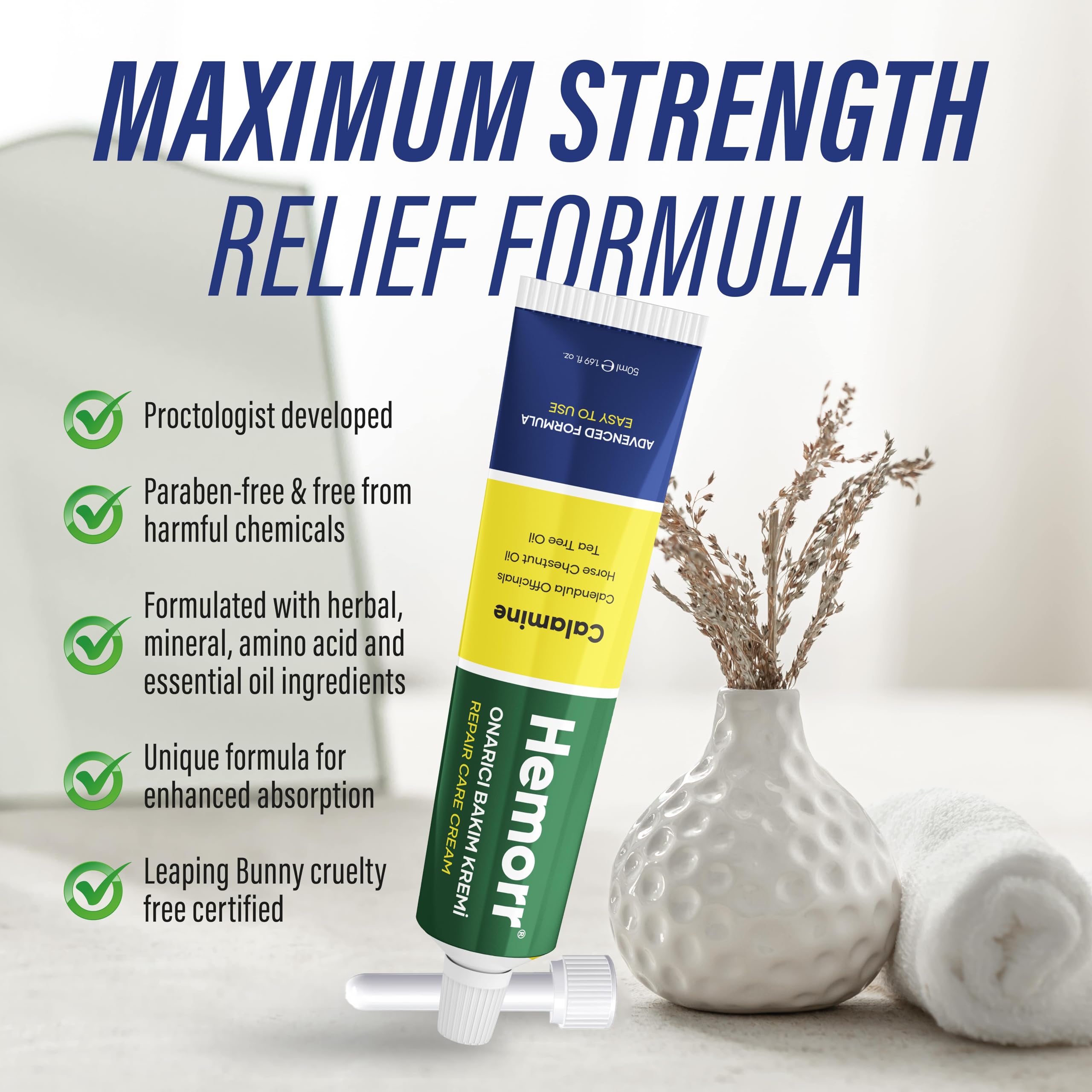 Hemorr Hemorrhoid Treatment Cream with Horse Chestnut, Calendula Oil, Zinc Oxide & Tea Tree Oil – Fast Relief for Pain, Swelling, Itching & Discomfort – Natural Healing & Soothing Formula 1.69 Oz Hemorr uk supplements