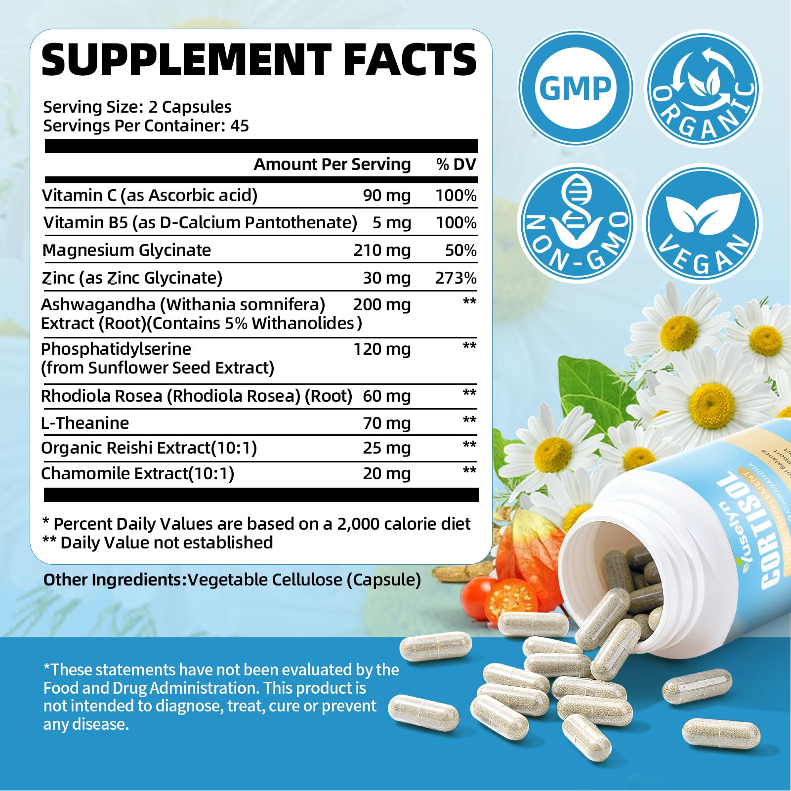 Yuselyn Cortisol Supplements for Women & Men, 10-in-1 Cortisol Detox Manager - High Cortisol Lowering Supplements with Magnesium, Ashwagandha & L-Theanine for Balanced Calm & Stress Relief Yuselyn uk supplements