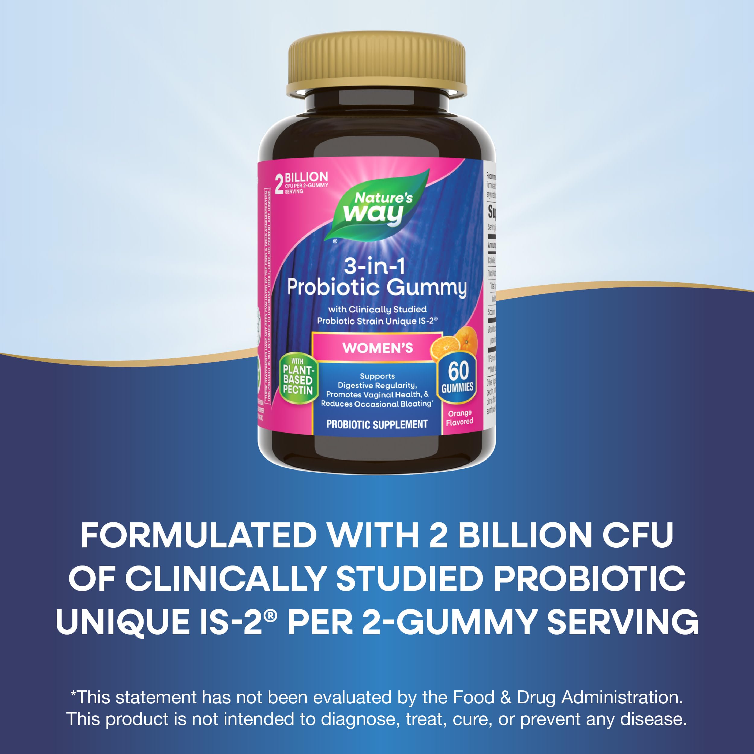 Nature’s Way 3-in-1 Women’s Probiotic Gummies, Reduces Occasional Bloating*, Supports Digestive & Vaginal Health*, Clinically Studied Probiotic Strain, Gluten Free, Orange Flavored, 60 Gummies Nature's Way uk supplements