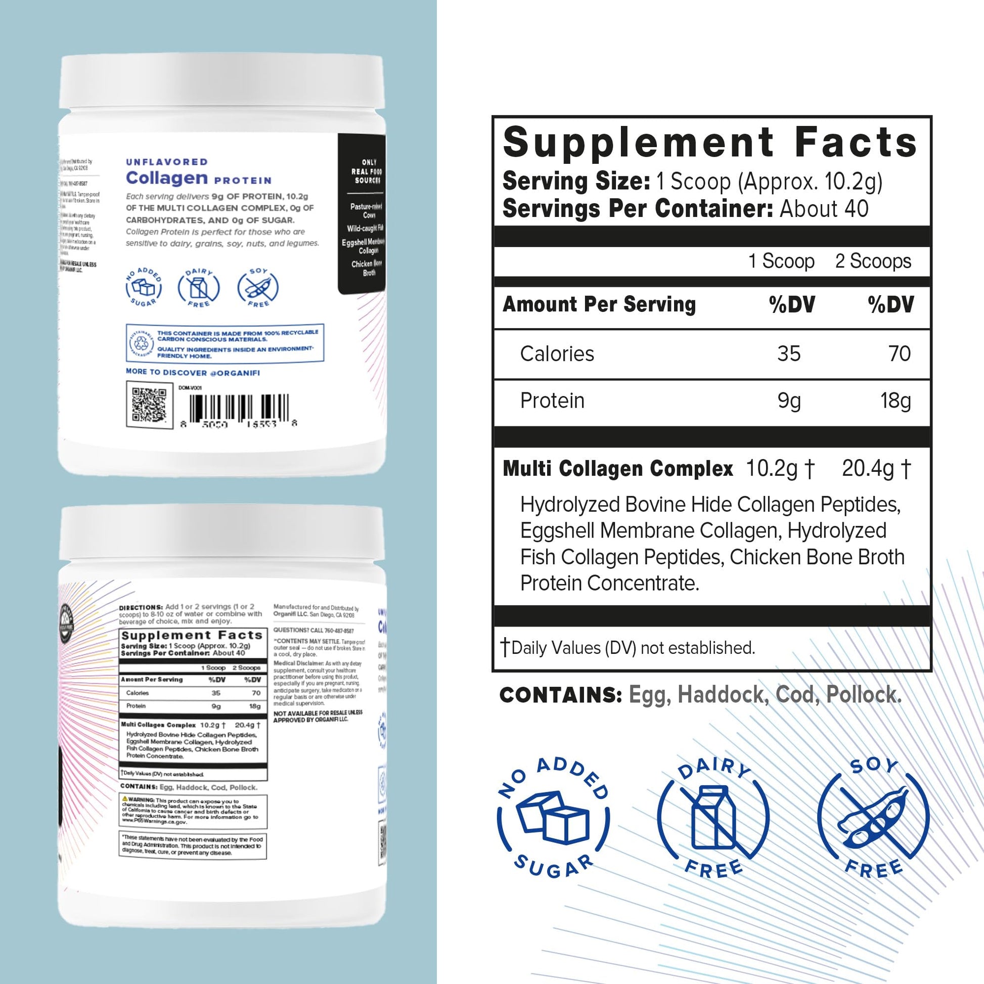 Organifi Unflavored Collagen Powder - Supports Stronger Skin, Nail, and Hair, 40 Servings Organifi uk supplements