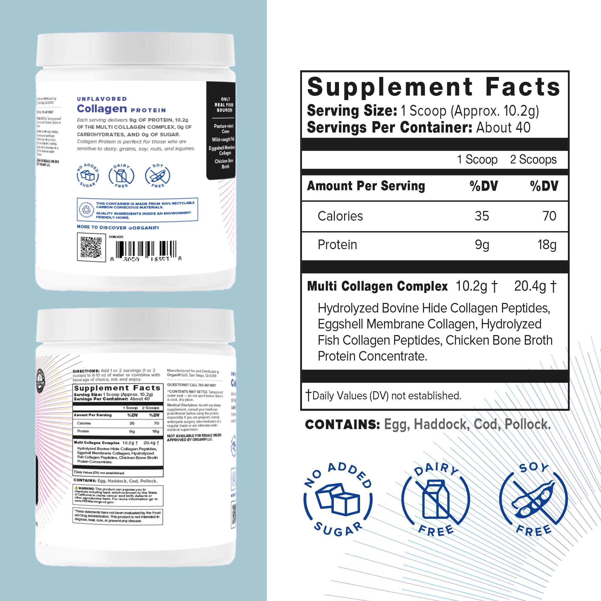 Organifi Unflavored Collagen Powder - Supports Stronger Skin, Nail, and Hair, 40 Servings Organifi uk supplements