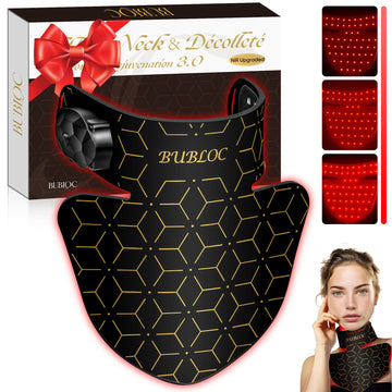 Upgraded Red Light Therapy Mask for Neck & Décolleté, 850 nm Wireless Infrared Light Therapy Suitable BUBLOC uk supplements