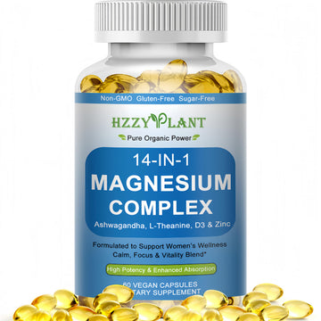 Magnesium Complex Softgels, High Absorption Magnesium Supplement with Glycinate, Citrate, Malate, Taurate, 14-in-1 Magnesium Complex for Women & Men for Muscle, Heart, Sleep Support, 2 Month Supply HZZYPLANT uk supplements