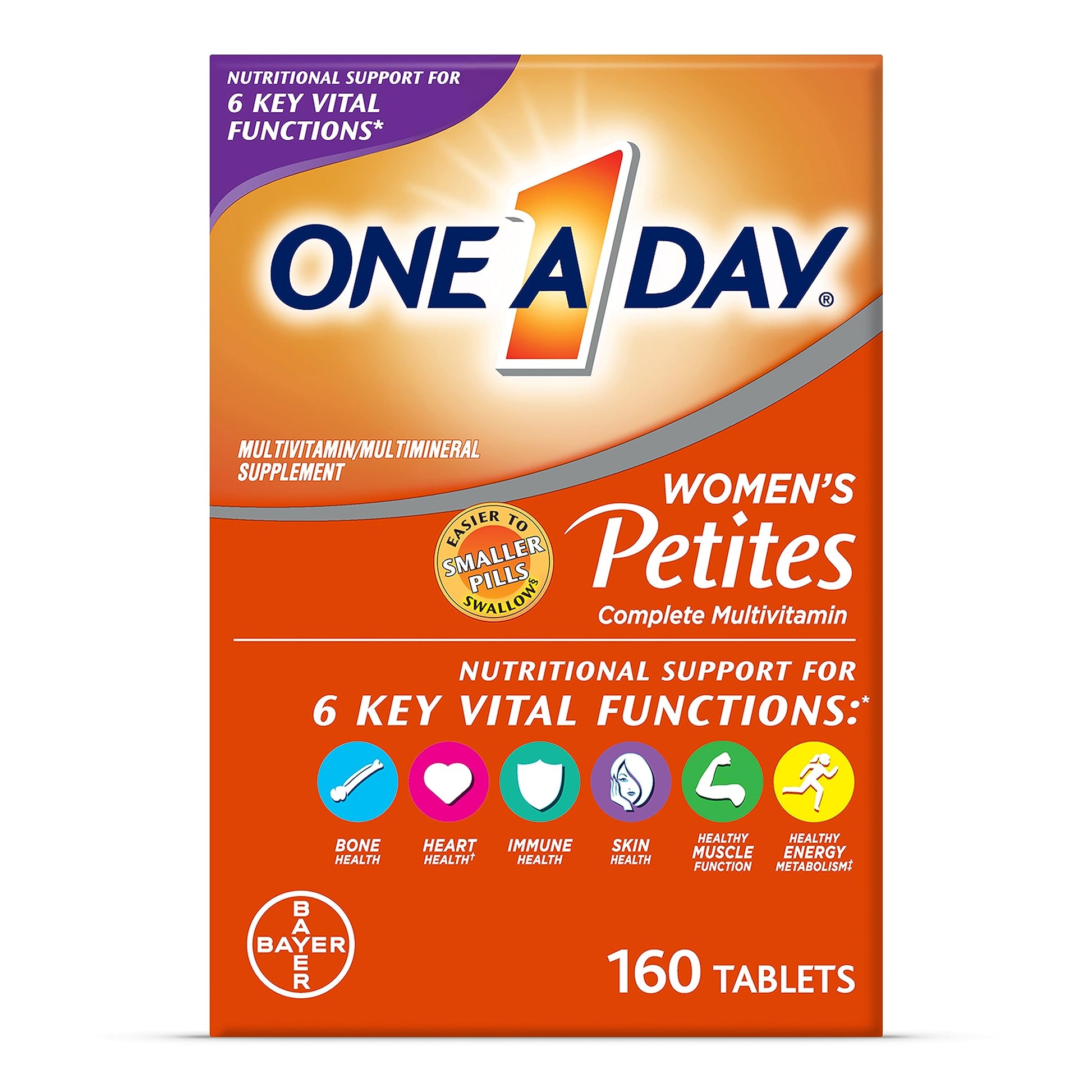 One A Day Women’s Petites Multivitamin,Supplement with Vitamin A, C, D, E and Zinc for Immune Health Support, B Vitamins, Biotin, Folate (as folic acid) & more,Tablet, 160 count ONE A DAY uk supplements