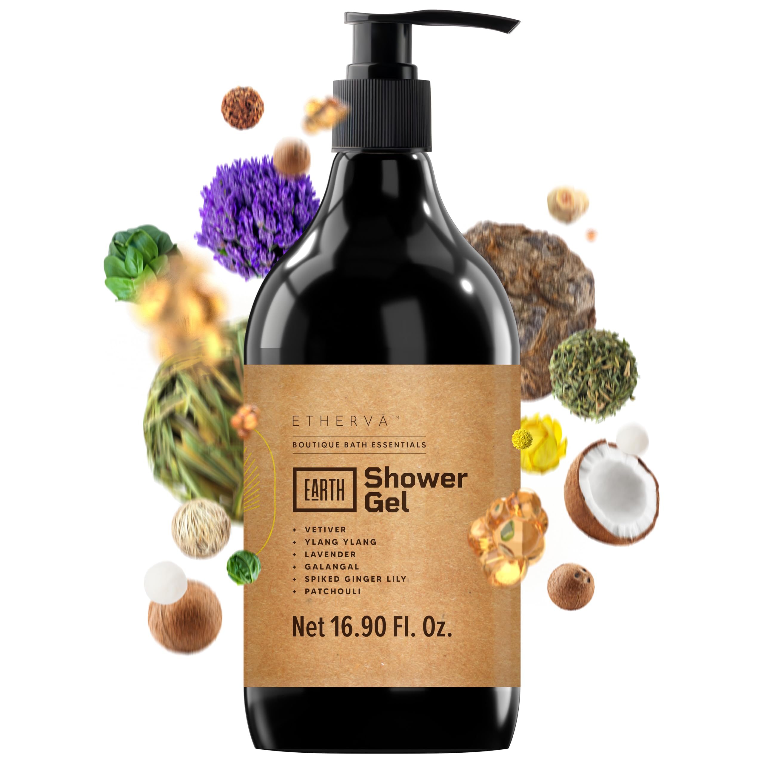 ETHERVA EARTH Body Wash for Men & Women | Patchouli, Vetiver, Incense, Virgin Coconut Oil ETHERVA uk supplements