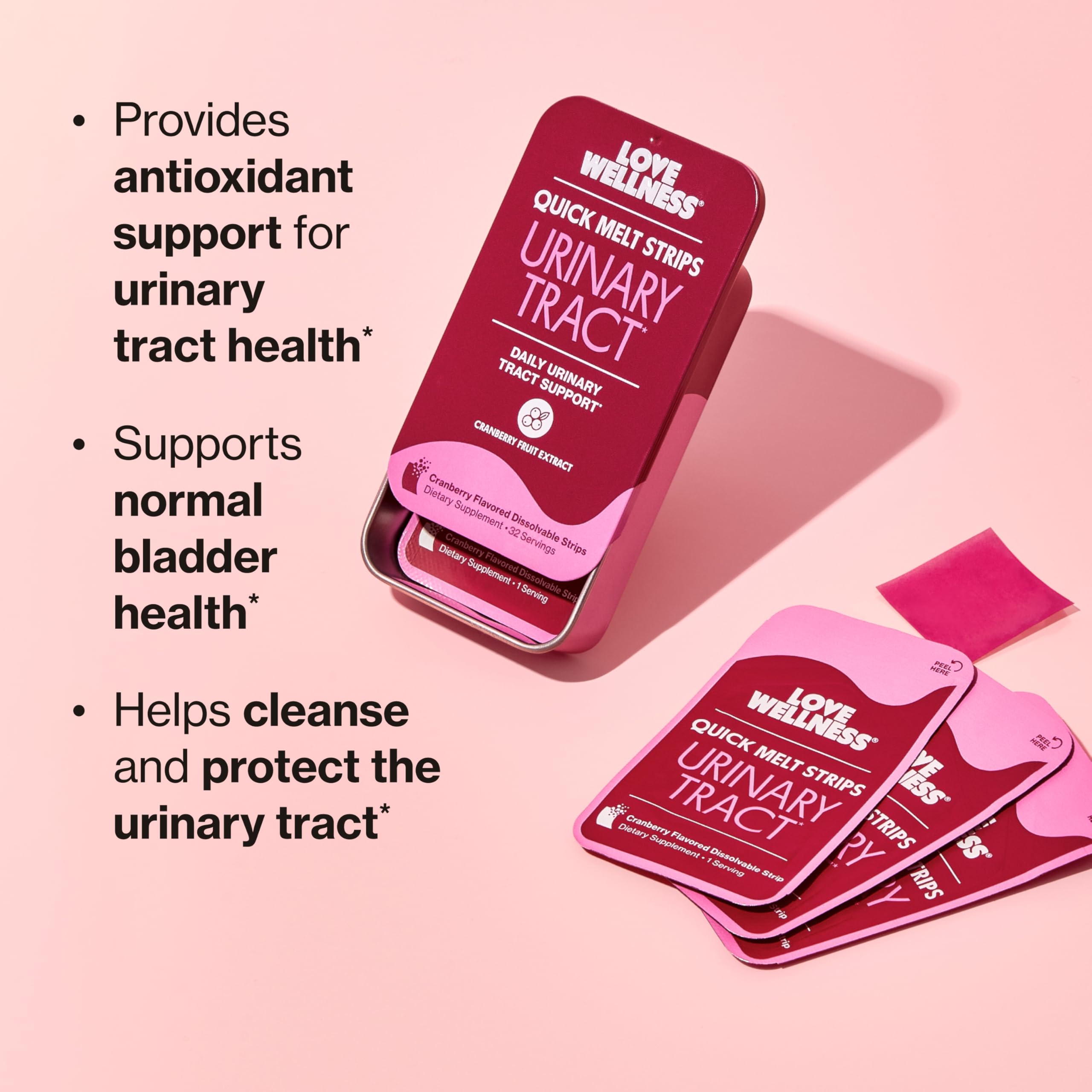 Love Wellness Urinary Tract* Quick Melt Strips - Fast-Dissolving UT Support with 36 mg PACs from Cranberry Fruit Extract - Promotes Urinary Health* - No Water Needed - Vegan and Sugar Free - 32 Strips Love Wellness uk supplements