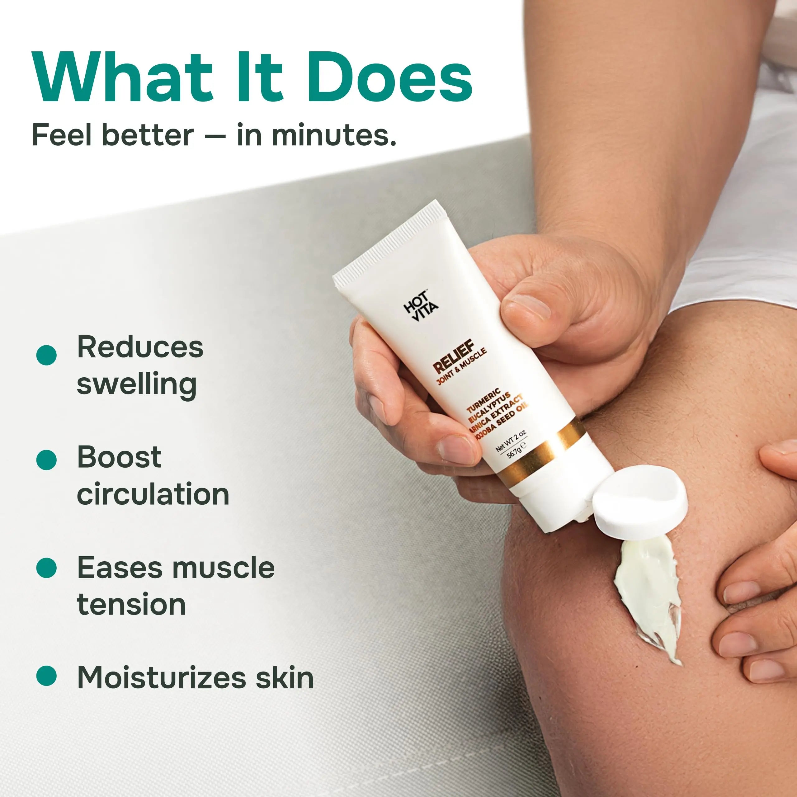 Hot Vita Relief Gel - Plant-Based Cooling Gel with Arnica, Turmeric & Eucalyptus - Soothing Formula for Muscle Fatigue, Tired Legs Hot Vita uk supplements