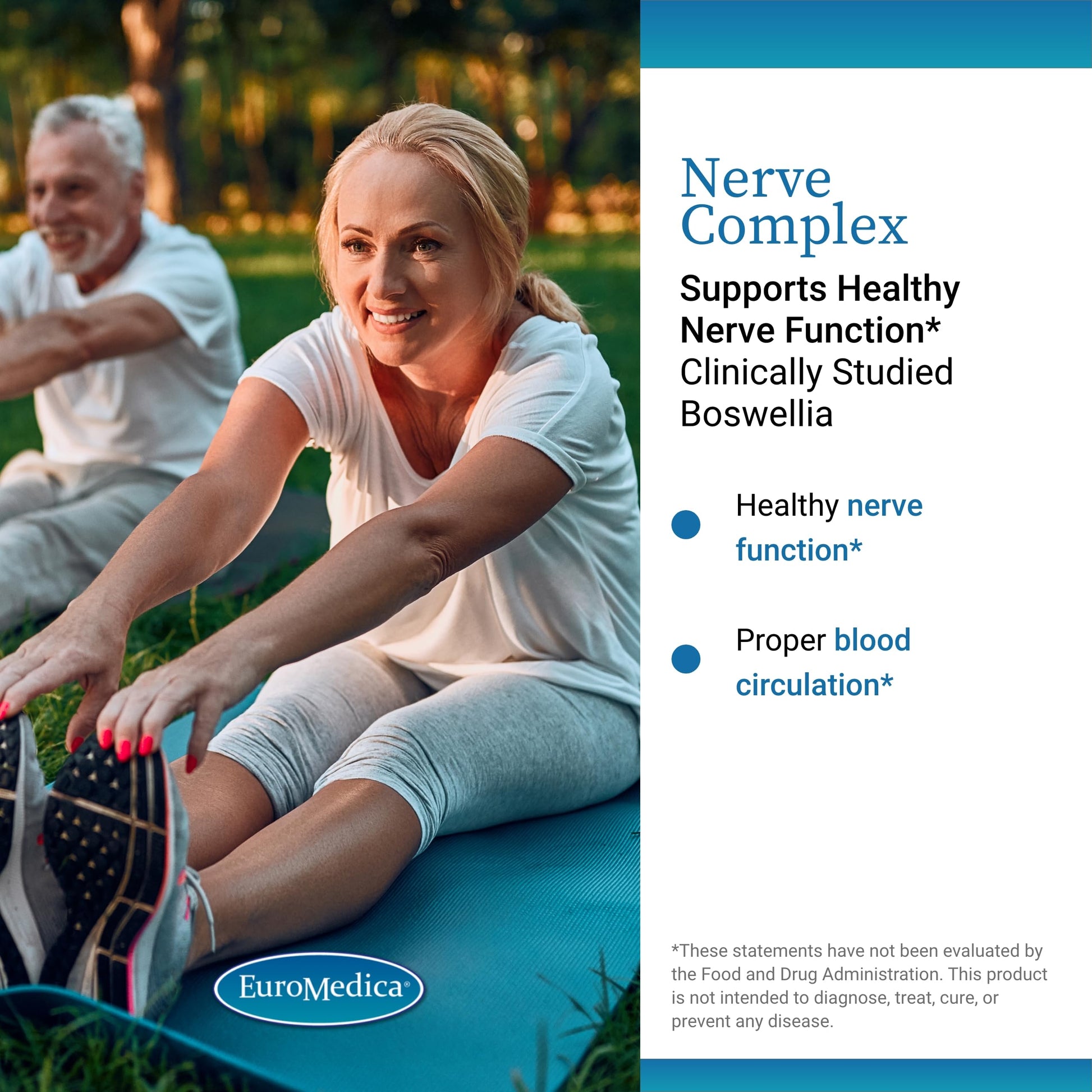 EuroMedica Nerve Complex - Herbal Supplement with Bioactive Vitamin B12 - Circulation & Nerve Health Support Supplement - Vegan Capsules with Boswellia Serrata - 60 Capsules, 2 Pack (120 Capsules) EuroMedica uk supplements