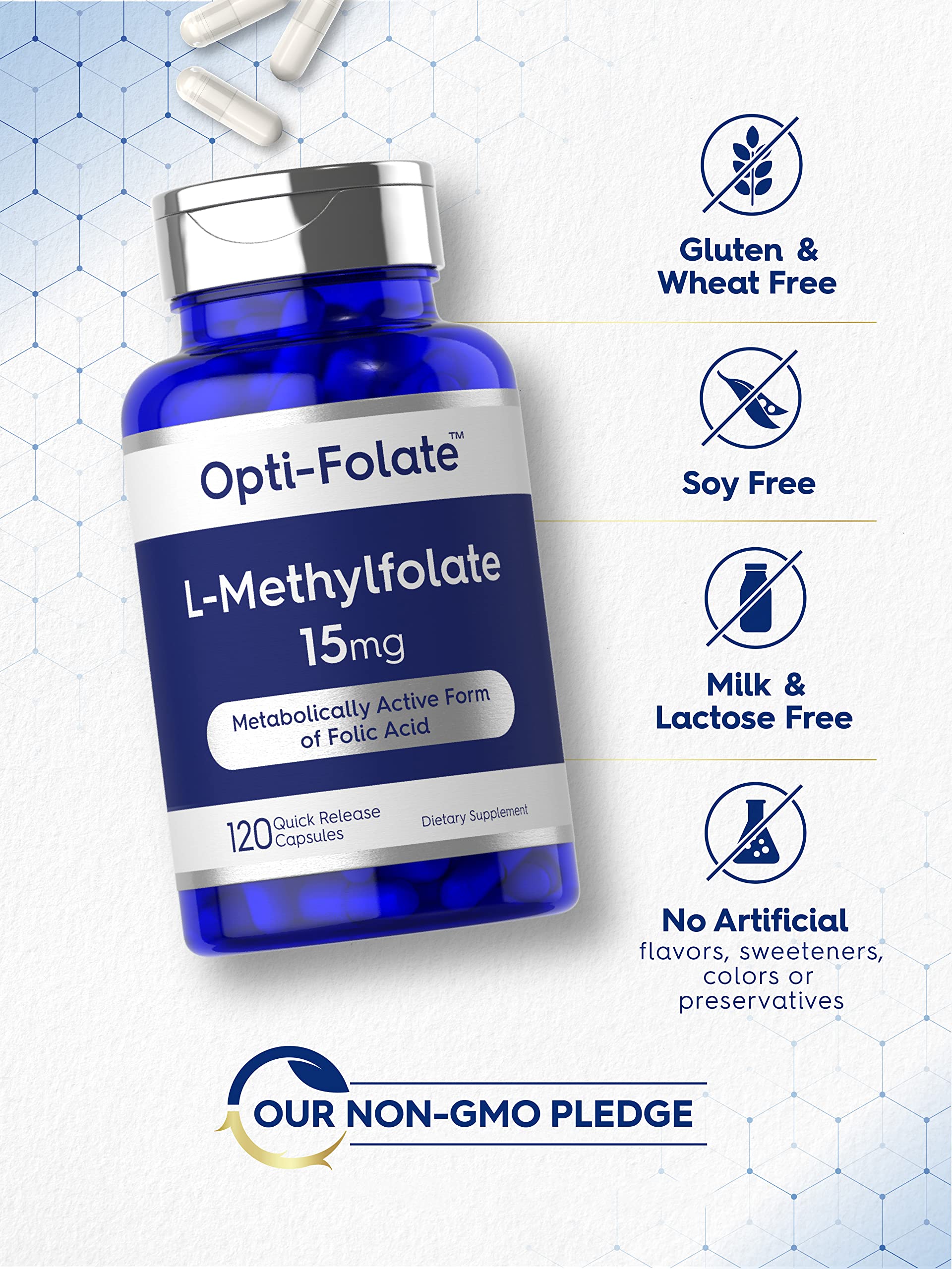 Carlyle L Methylfolate 15mg | 120 Capsules | Value Size | Max Potency | Optimized Carlyle uk supplements