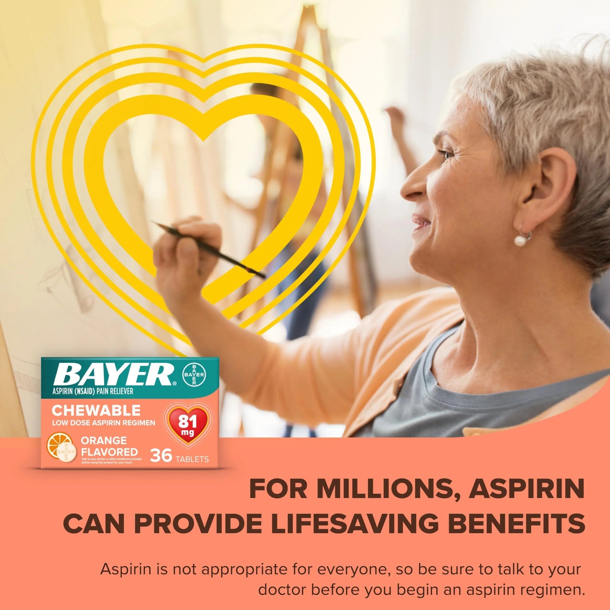 Bayer Aspirin Low Dose 81 mg Chewable Tablets, Pain Reliever, Orange Flavored, 216 Tablets (6 Pack) Bayer uk supplements