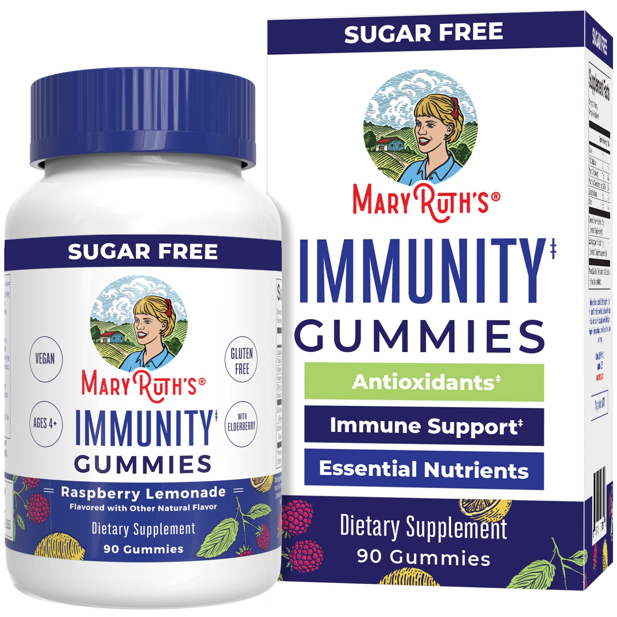 MaryRuth Organics Sugar Free Immunity Gummies | Powerful Blend | Elderberry Vitamin C & Zinc | Vitamin D3 & Echinacea | Immune Support Supplement | Gummies for Kids & Adults | Vegan | Non GMO | 90ct MARYRUTH'S uk supplements