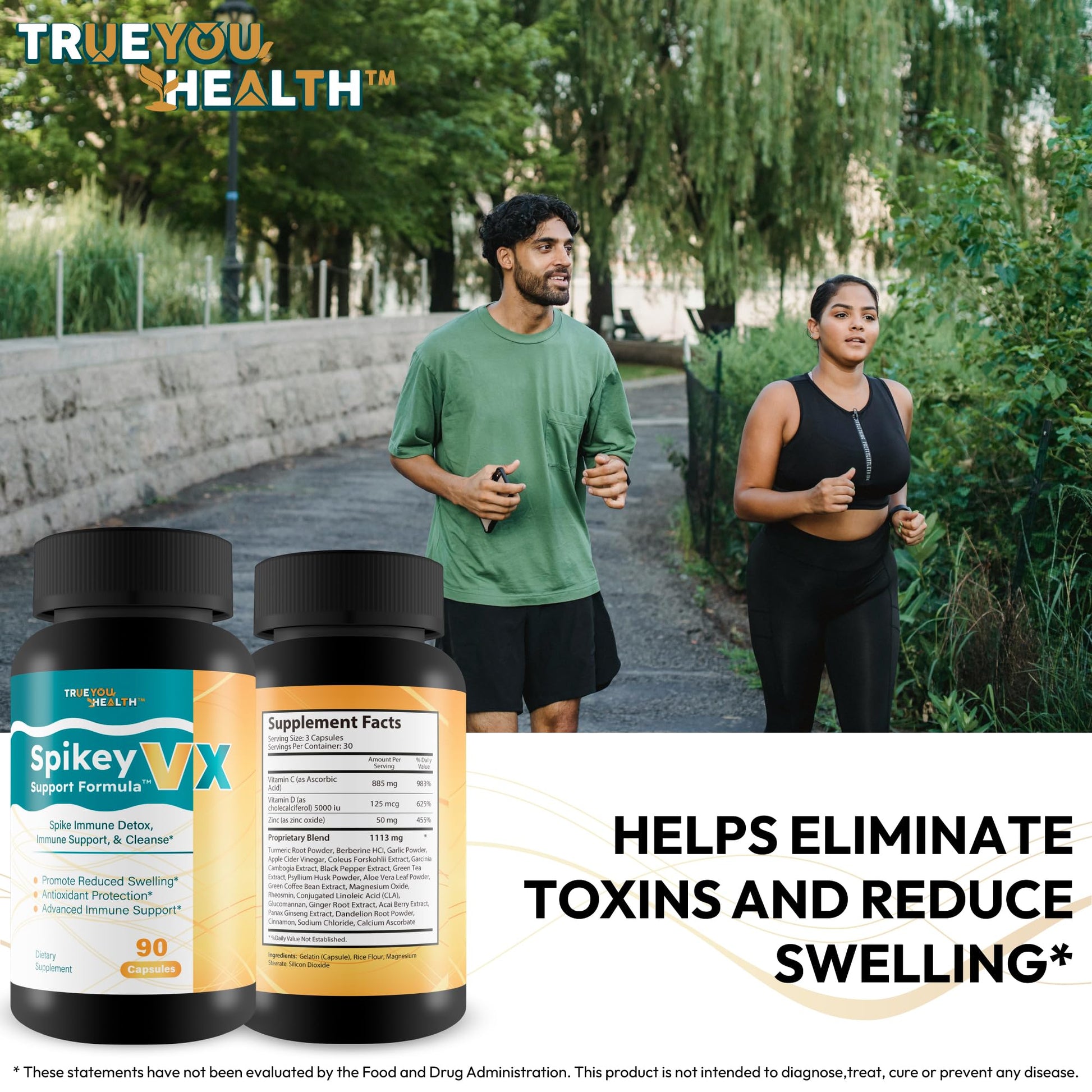 True You Health Spikey VX Support Formula - Our Best Spike Support Formula for Immune System Detox - Daily Zinc Immunity Capsules Vitamin C Immune Boost - Feel The Wellness Spike Detox The Wellness True You Health uk supplements