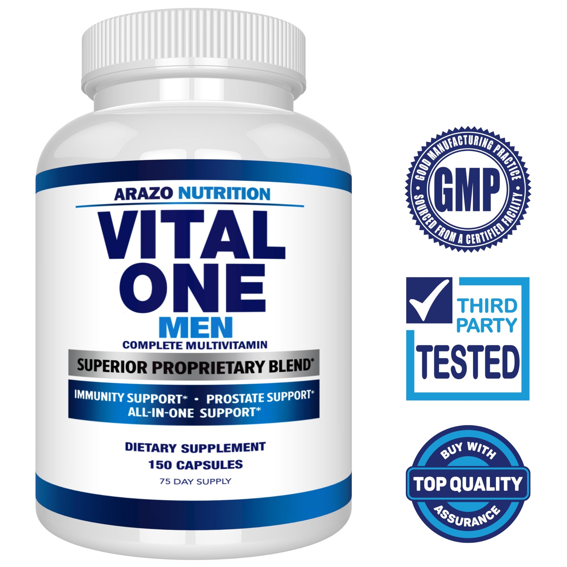 Arazo Nutrition Vital One Multivitamin for Men – Daily Wholefood Supplement - 150 Vegan Arazo Nutrition uk supplements