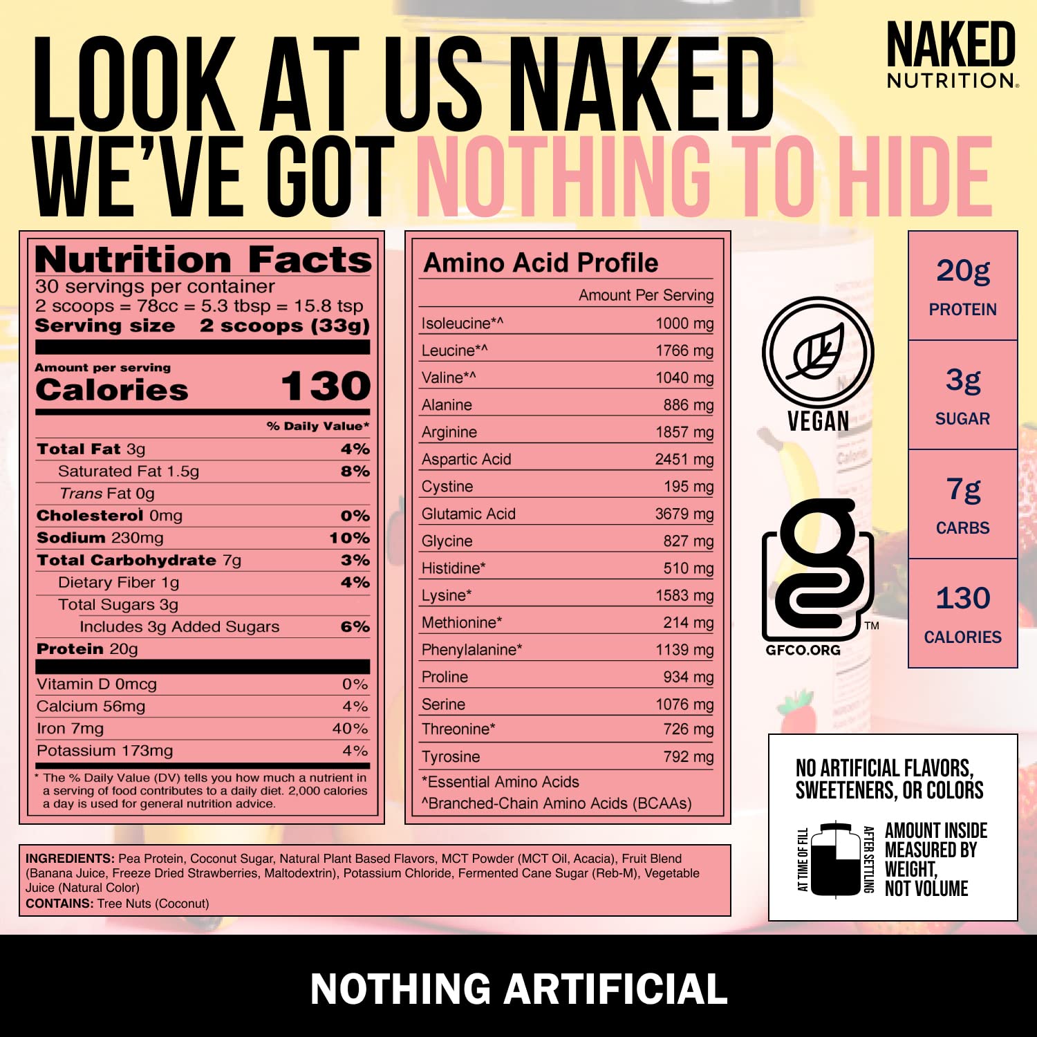NAKED nutrition Naked Shake - Vegan Protein Powder, Strawberry Banana - Flavored Plant NAKED uk supplements