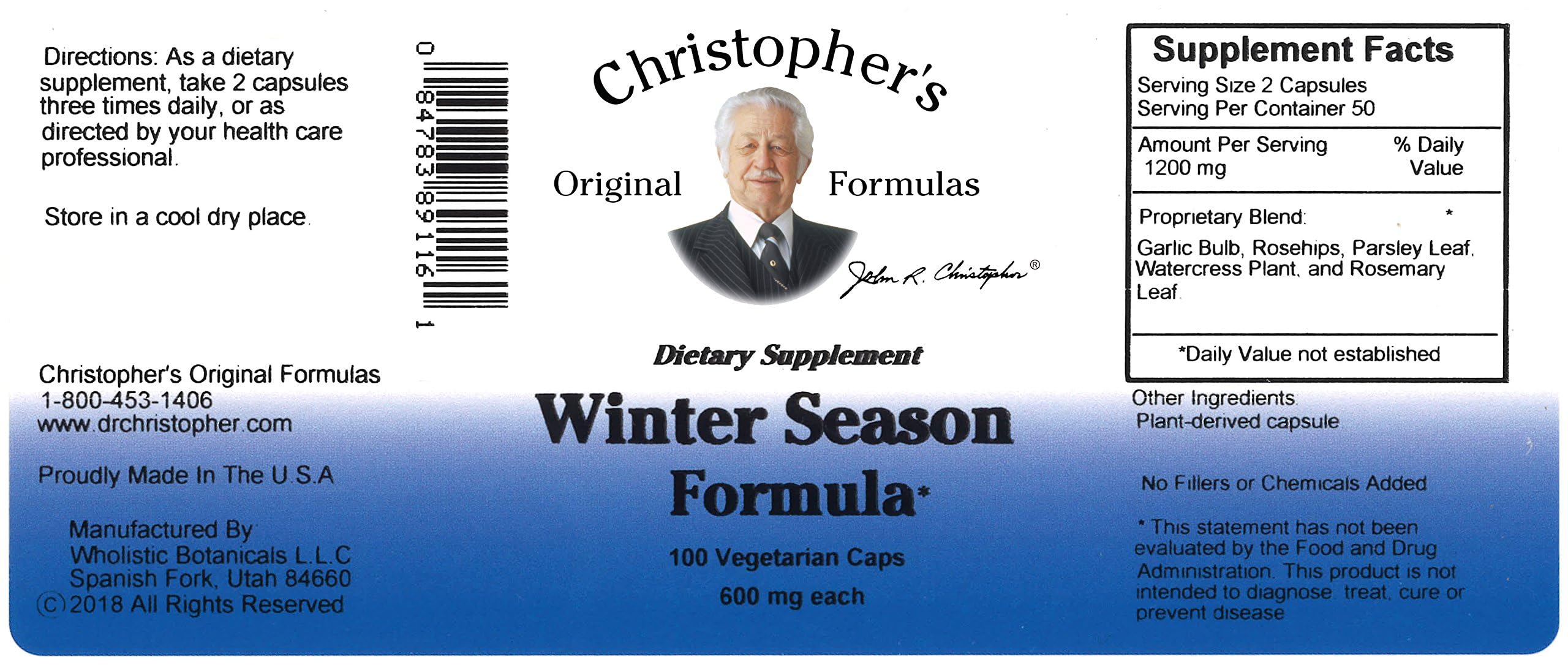 Christopher's Original Formulas Winter Season Formula, 100 Vegetarian Capsules Christopher's Original Formulas uk supplements