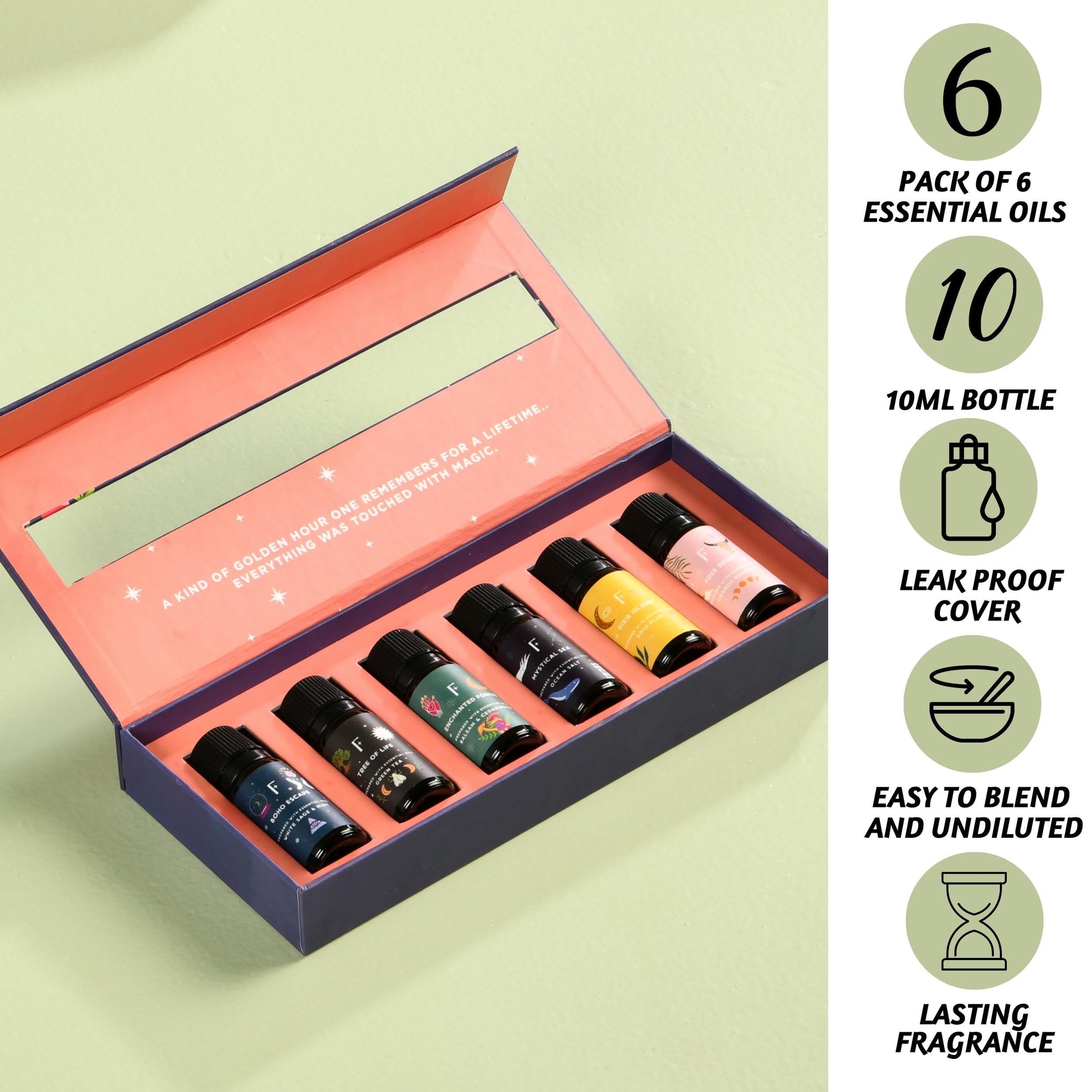 Folkulture Essential Oil Set for Diffuser, Set of 6, Aromatherapy Diffuser Oil Scents for Home Folkulture uk supplements