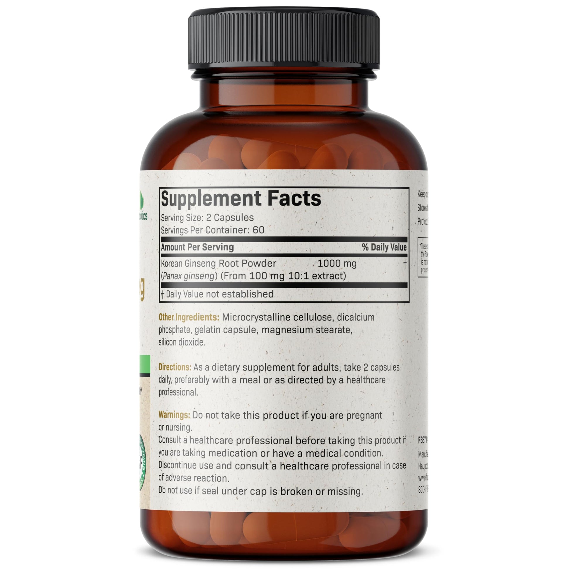 Futurebiotics Korean Panax Ginseng 1000 MG Per Serving Energy, Memory & Brain Health Futurebiotics uk supplements