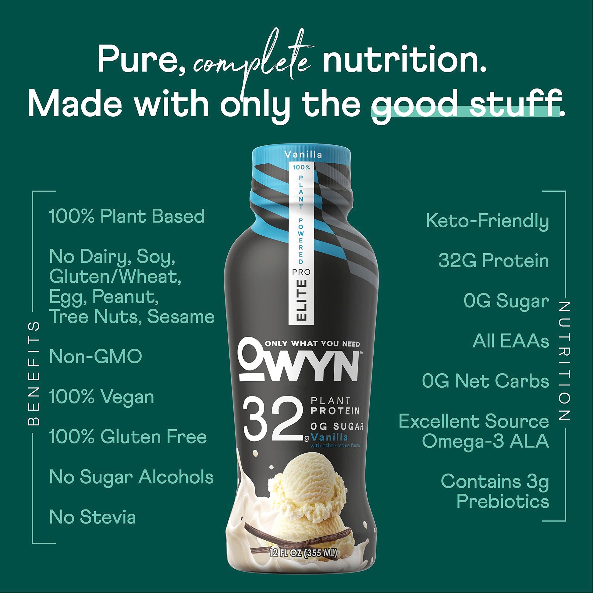 OWYN Only What You Need Pro Elite Vegan Plant Based High Protein Shake, Vanilla OWYN Only What You Need uk supplements