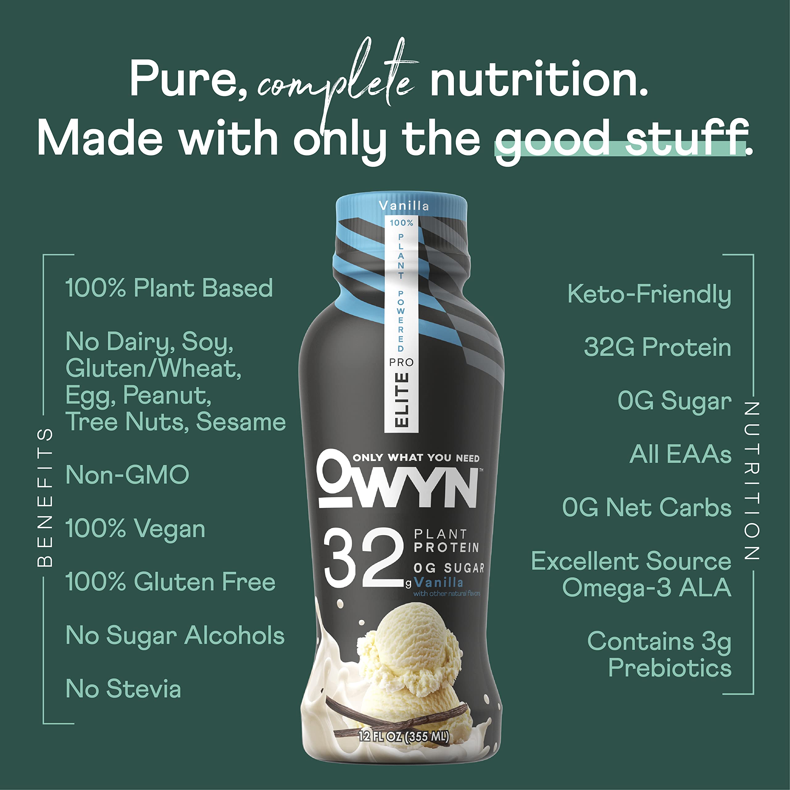OWYN Only What You Need Pro Elite Vegan Plant Based High Protein Shake, Vanilla OWYN Only What You Need uk supplements