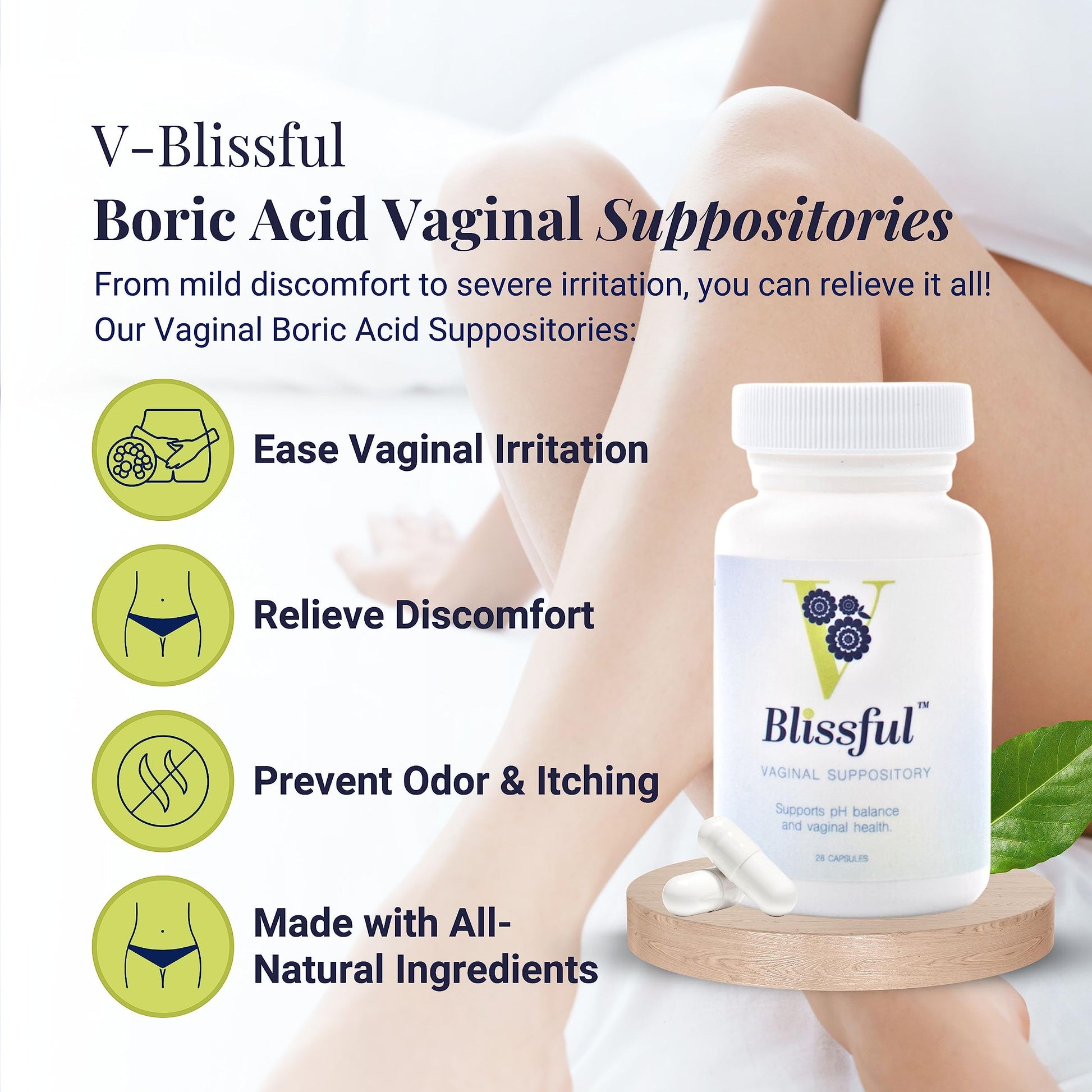 V Blissful - Boric Acid Suppositories Helps with Yeast Infections - Effective Feminine Care with Boric Acid, Perfect V Blissful uk supplements