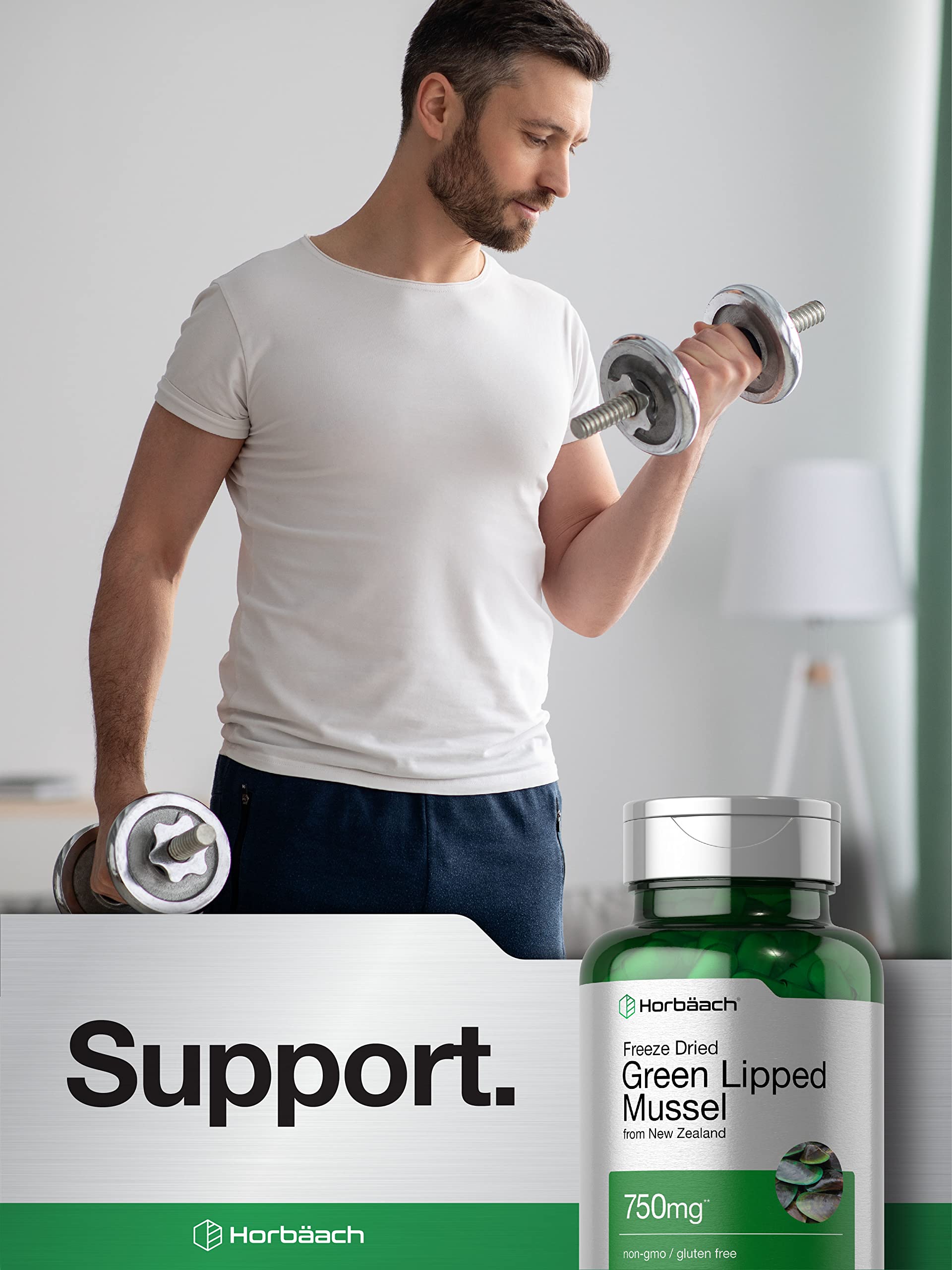 Green Lipped Mussel | 750 mg | 120 Capsules | from New Zealand | Premium Freeze Dried Horbäach uk supplements