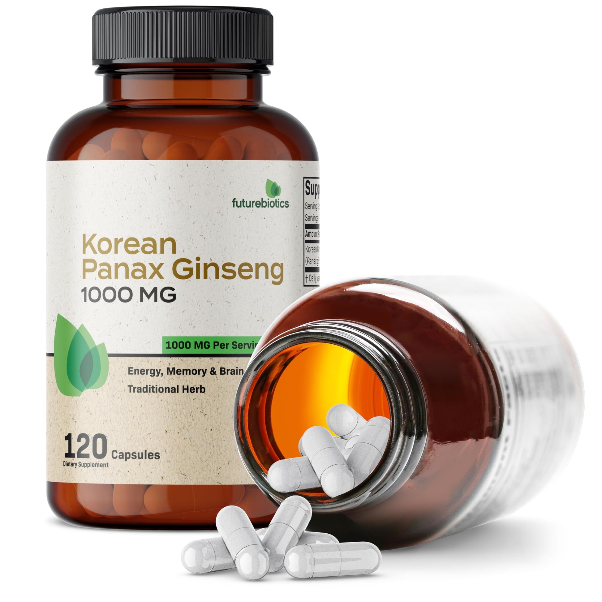 Futurebiotics Korean Panax Ginseng 1000 MG Per Serving Energy, Memory & Brain Health Futurebiotics uk supplements