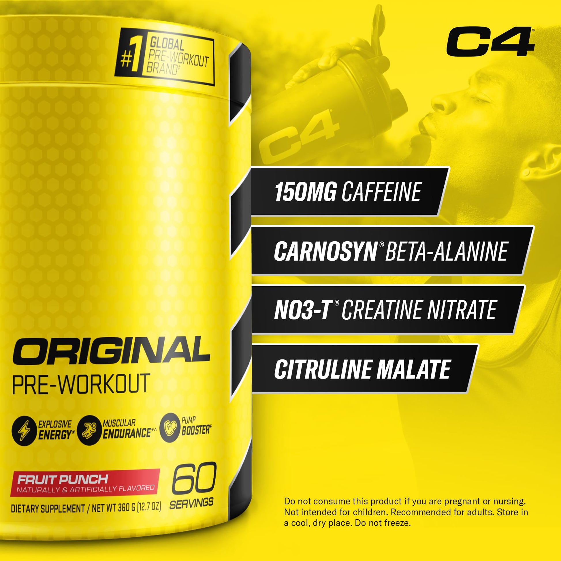 C4 Original Pre Workout Powder Fruit Punch - Vitamin C for Immune Support - Sugar Free Cellucor uk supplements