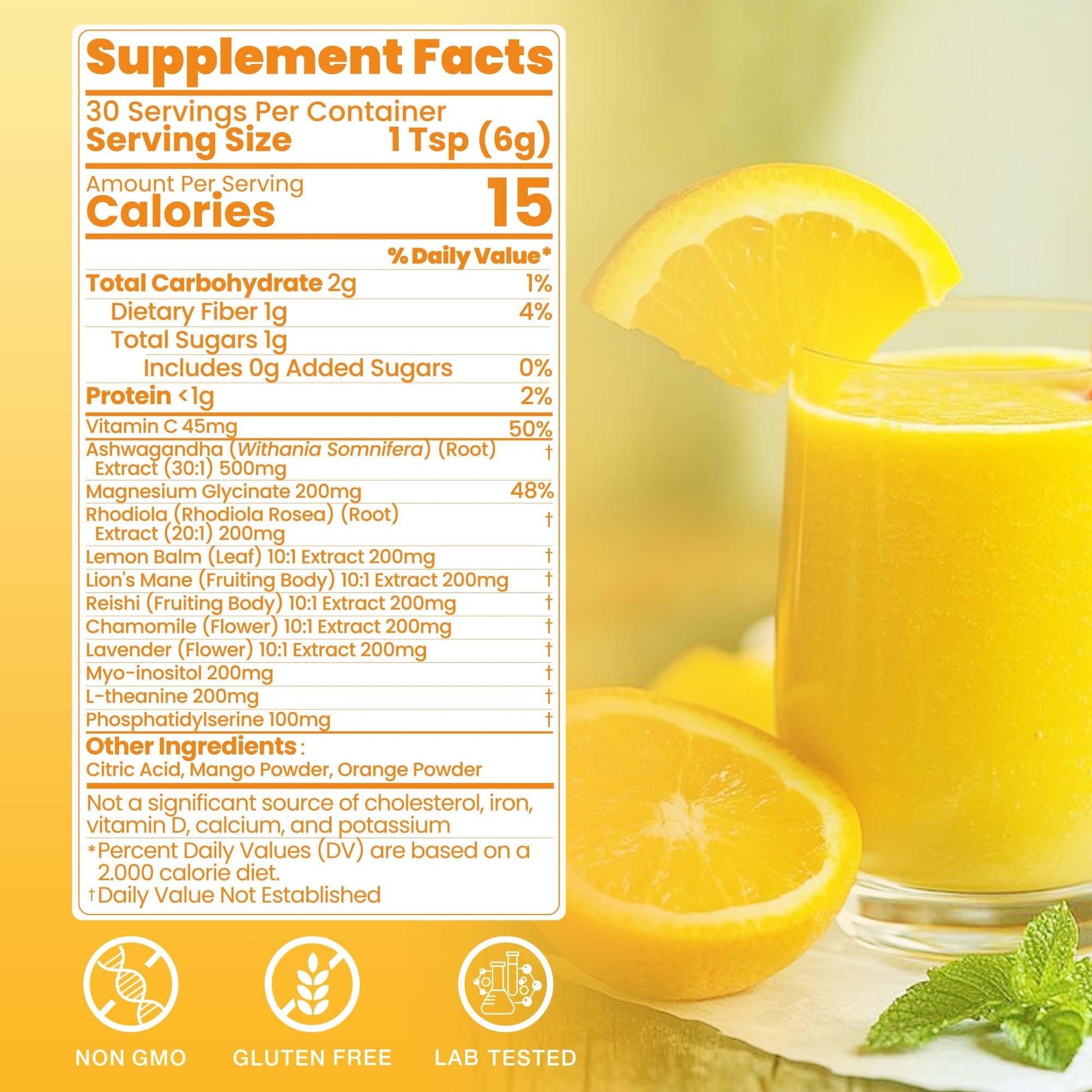 Cortisol Drink Powder, Cortisol Supplements for Women | Magnesium Glycinate, Ashwagandha, L-Theanine & Lion’s Mane | Relaxation, Focus & Stress Balance | Mango Orange Flavor | 30 Servings QIN SHAN TANG uk supplements