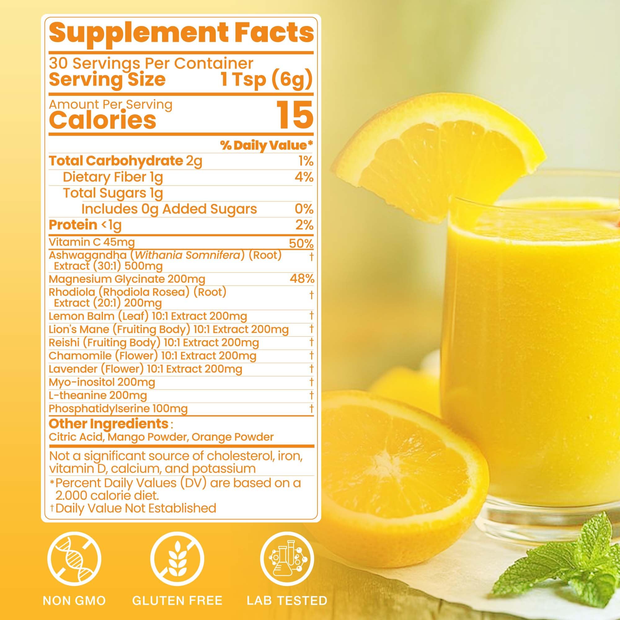 Cortisol Drink Powder, Cortisol Supplements for Women | Magnesium Glycinate, Ashwagandha, L-Theanine & Lion’s Mane | Relaxation, Focus & Stress Balance | Mango Orange Flavor | 30 Servings QIN SHAN TANG uk supplements