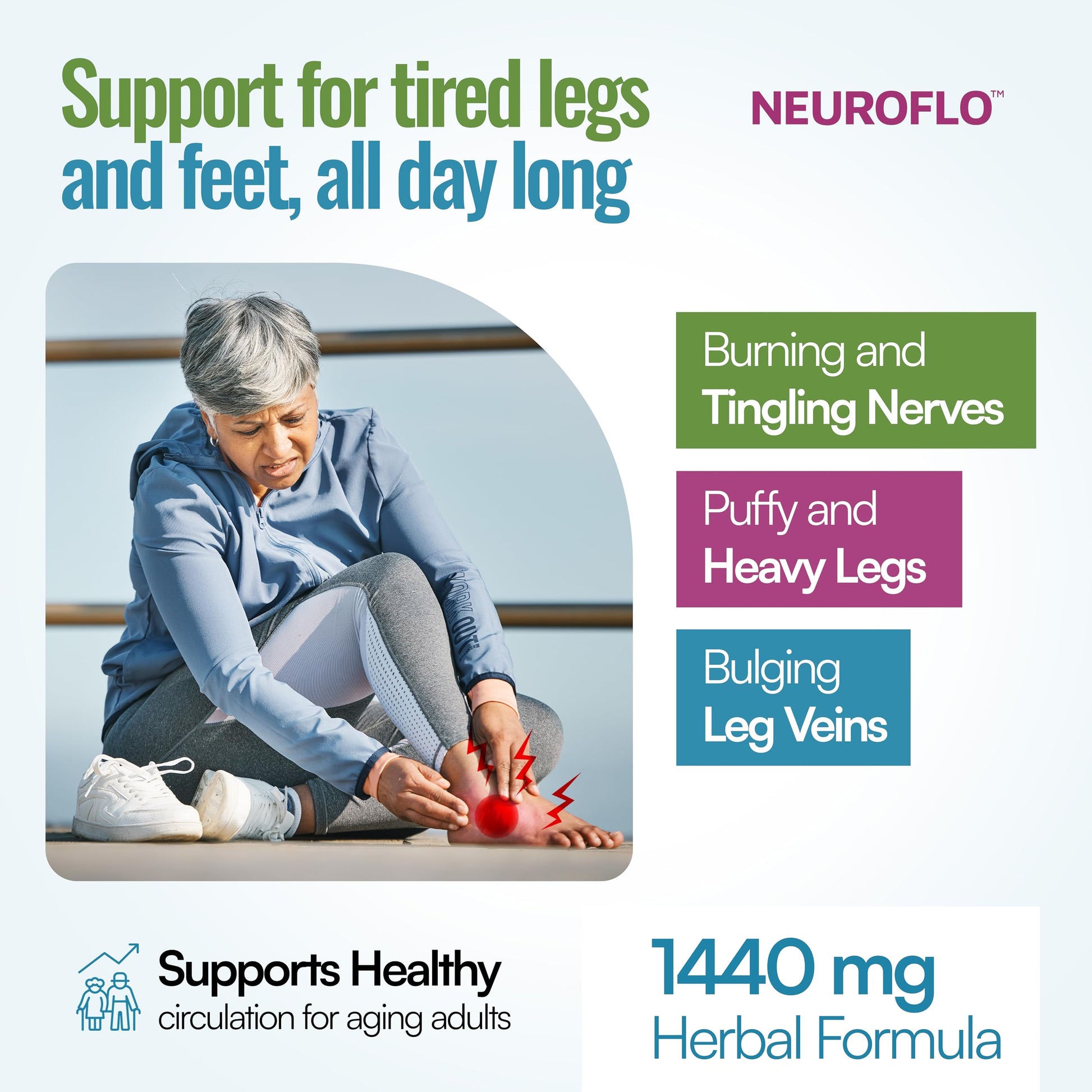 Mizzle Leg Circulation Supplement - Supports Nerves, Veins with 1470mg, 8 in 1 Capsule of Chestnut, Diosmin, Hawthorn for Maximum Relief in Toes, Feet, Ankles, Calves, Legs - Neuroflo Mizzle uk supplements