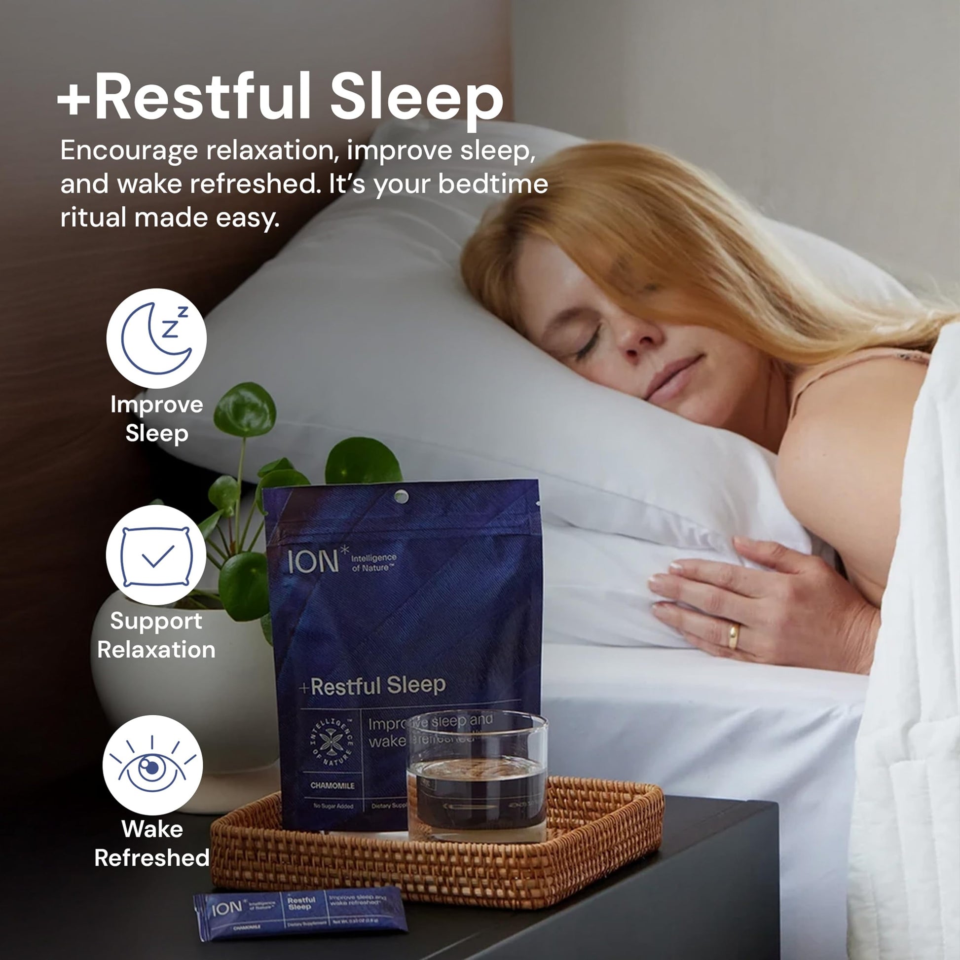 ION* Intelligence of Nature Restful Sleep - Ashwagandha Calm Sleep Aid Powder Drink Mix for Restful Night with Magnesium and L Theanine for Women and Men - 5 Packets ION* Intelligence of Nature uk supplements