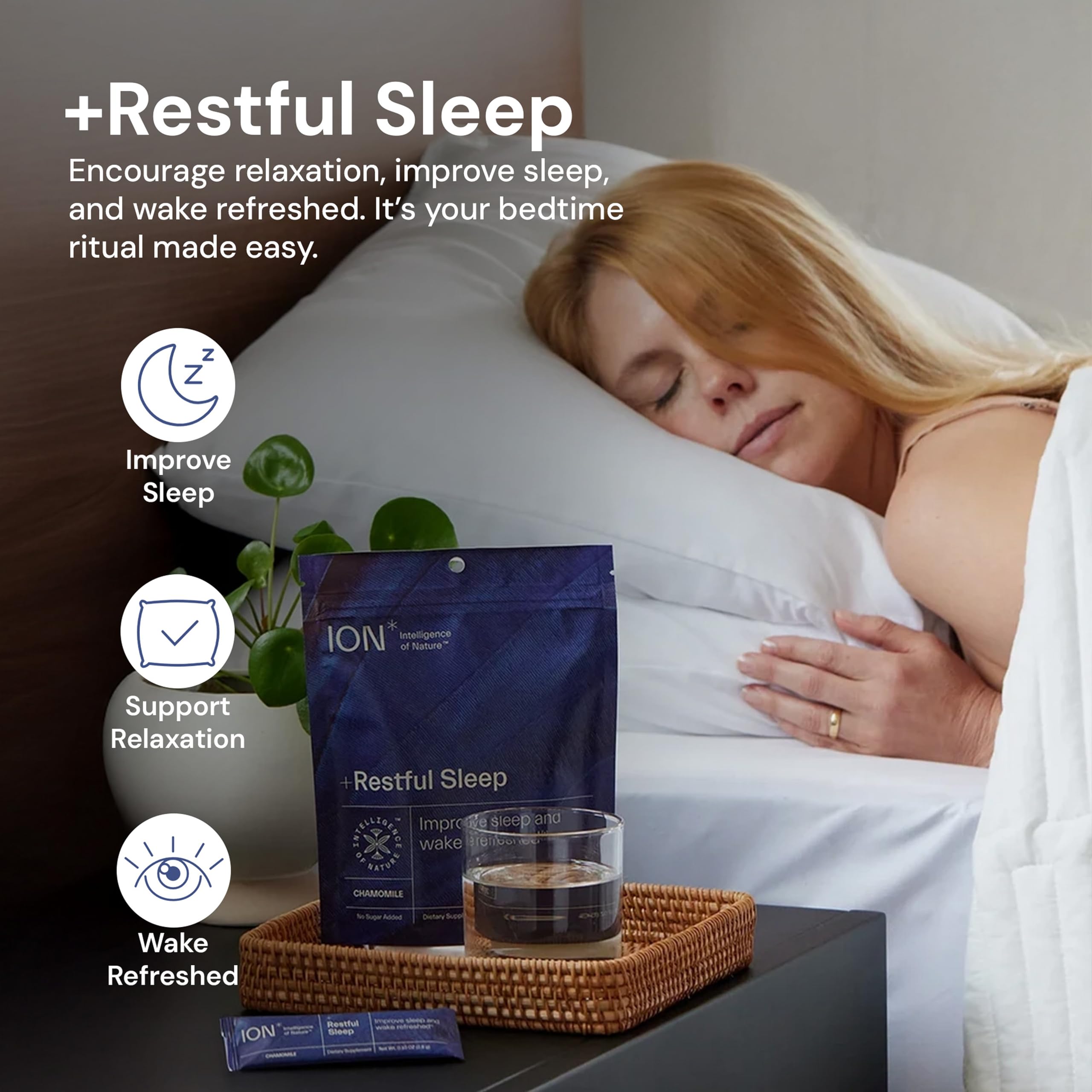 ION* Intelligence of Nature Restful Sleep - Ashwagandha Calm Sleep Aid Powder Drink Mix for Restful Night with Magnesium and L Theanine for Women and Men - 5 Packets ION* Intelligence of Nature uk supplements