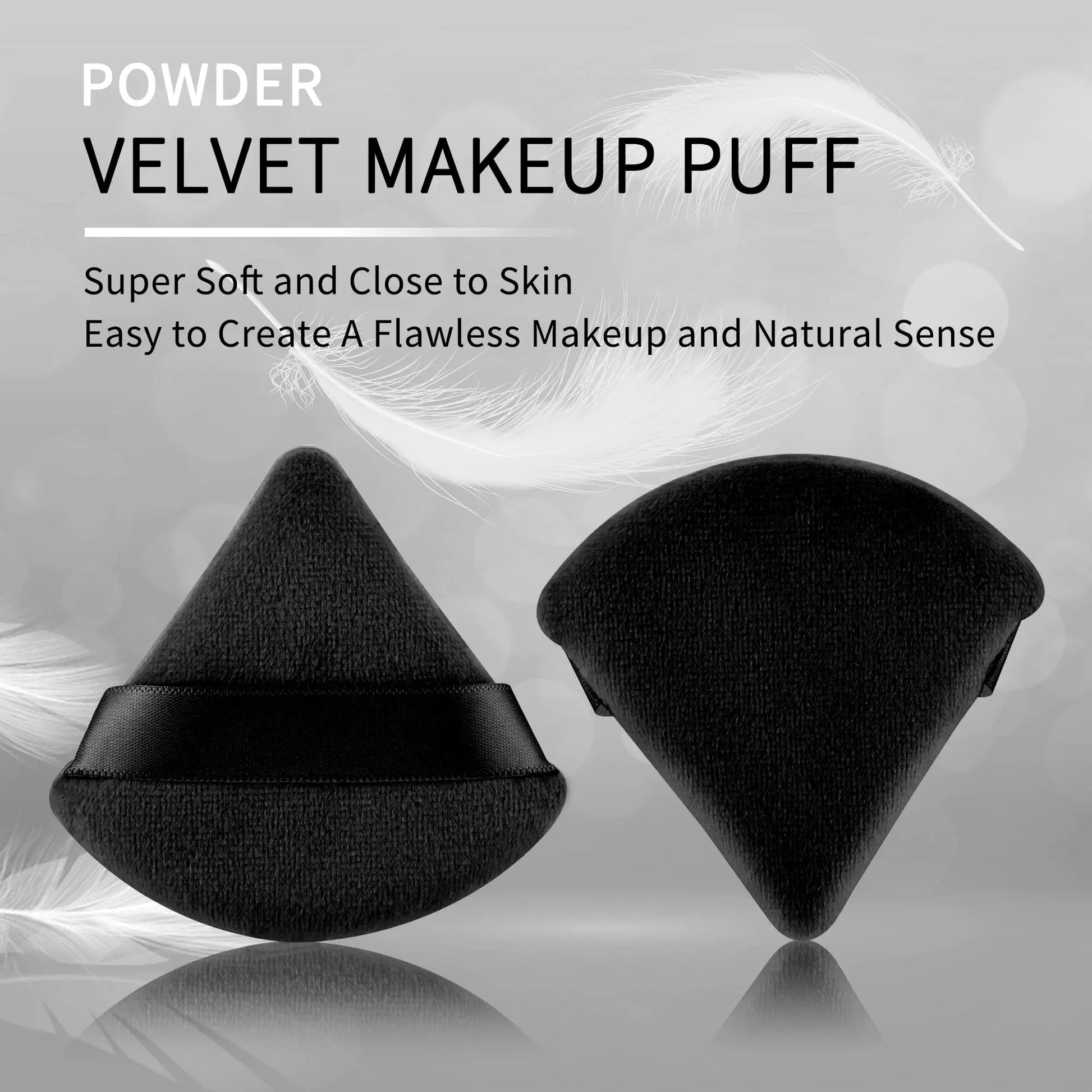 2 Pcs EVAOUXIU Triangle Powder Puff for Face Powder, Soft Plush Setting Makeup Puff, Velour Cosmetic Foundation Blender Sponge Beauty Makeup Tools (Black) EVAOUXIU uk supplements