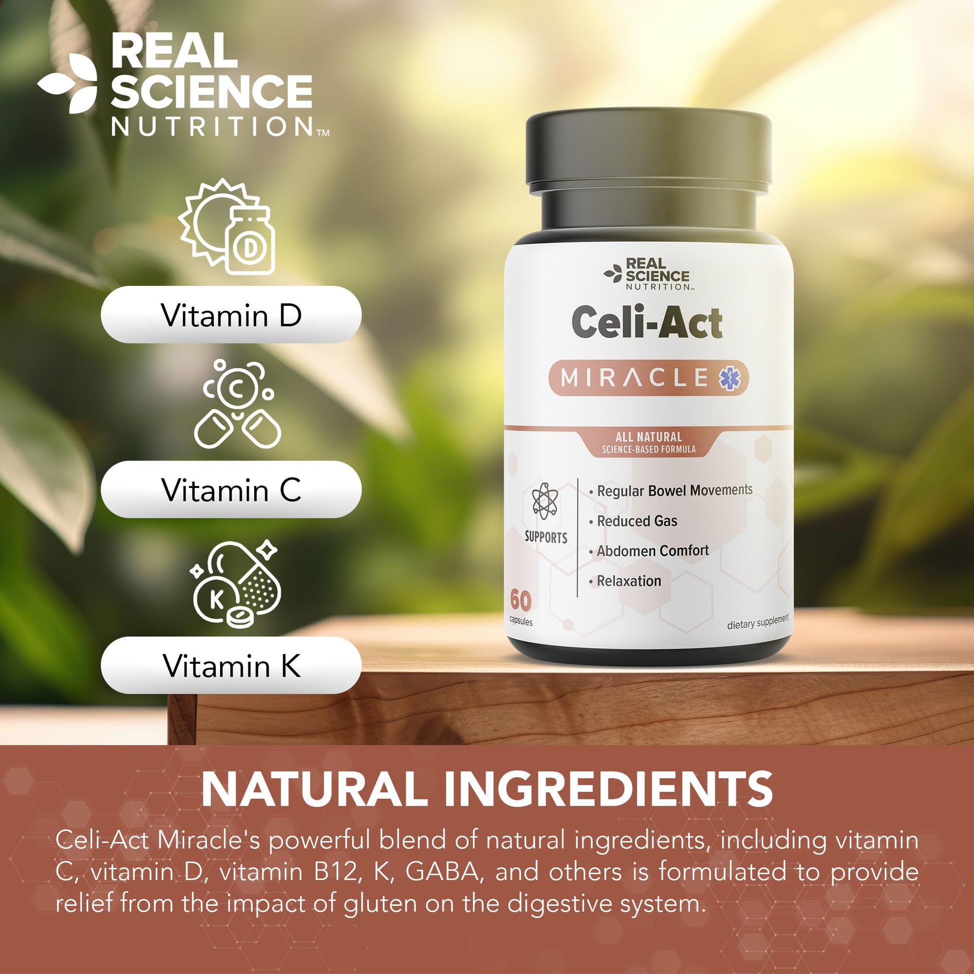 Real Science Nutrition Celi-Act Miracle is a Natural Supplement to Support Celiac Discomfort and Digestive Health Real Science Nutrition uk supplements