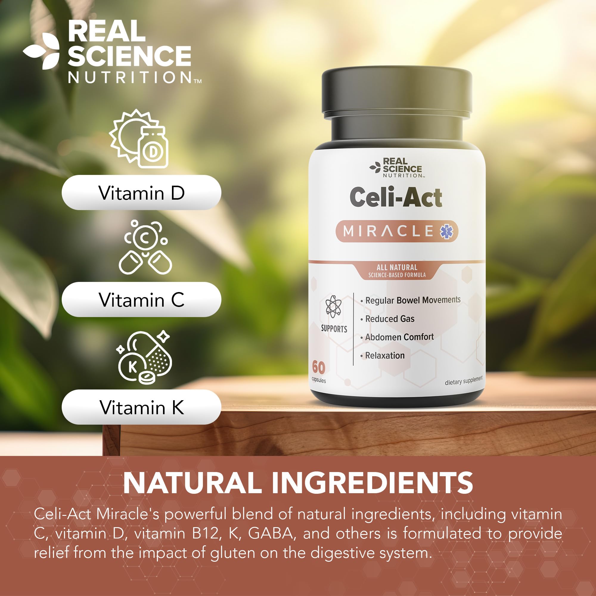 Real Science Nutrition Celi-Act Miracle is a Natural Supplement to Support Celiac Discomfort and Digestive Health Real Science Nutrition uk supplements