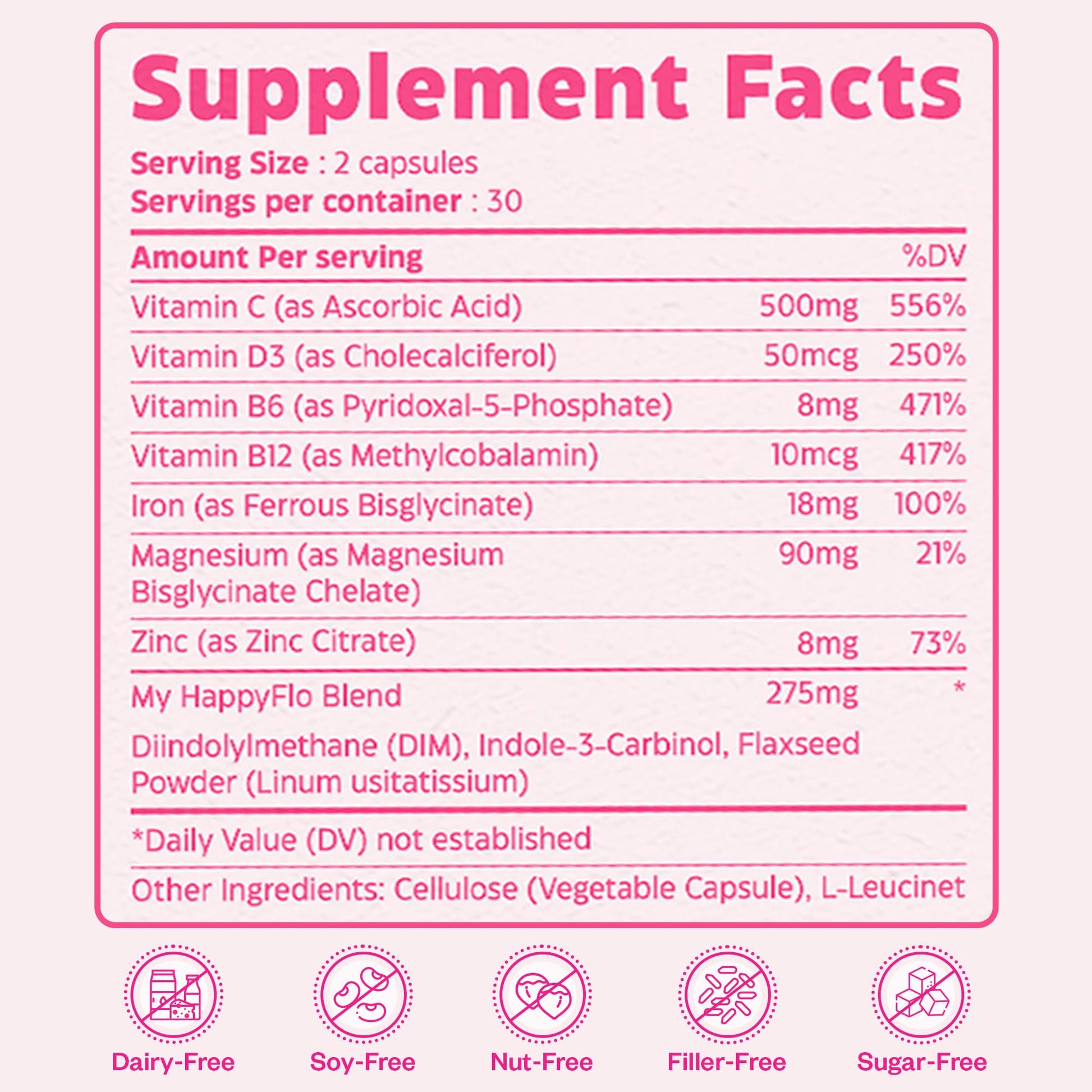 My Happy Flo PMS Support Supplement for Women with Iron, PMS Relief Hormone Support for Women, 10-in-1 PMDD Supplements for Women | DIM & I3C Indole-3-Carbinol for Cramp Relief, Heavy Flow - 60 Caps My Happy Flo uk supplements