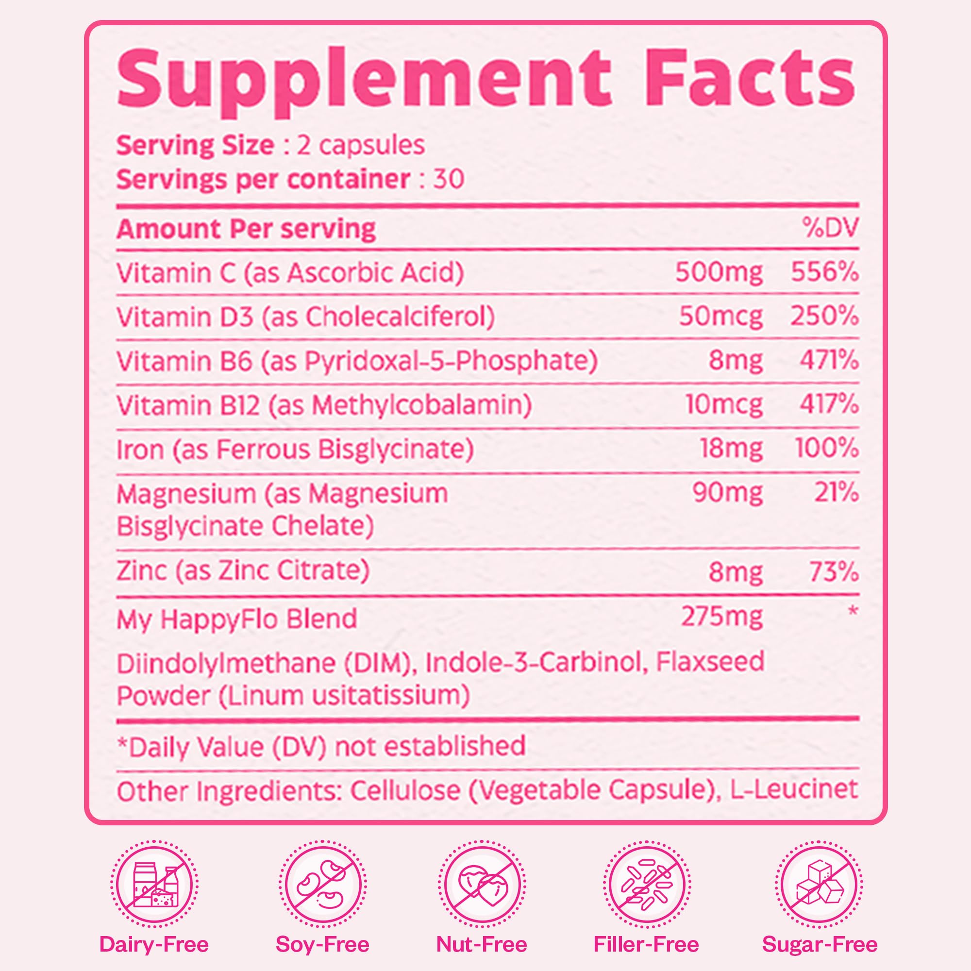 My Happy Flo PMS Support Supplement for Women with Iron, PMS Relief Hormone Support for Women, 10-in-1 PMDD Supplements for Women | DIM & I3C Indole-3-Carbinol for Cramp Relief, Heavy Flow - 60 Caps My Happy Flo uk supplements