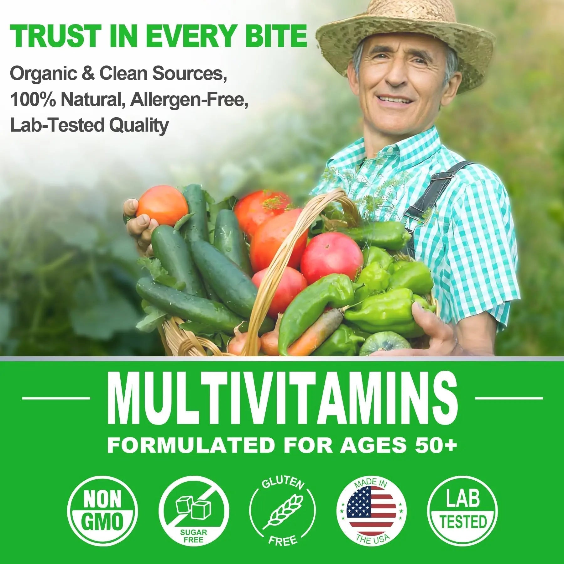 Multivitamin for Men 50 + Plus, Sugar Free Men Multivitamins Gummies w/Omega-3, Coq10, D3k2, Calcium, Magnesium NEVISS uk supplements