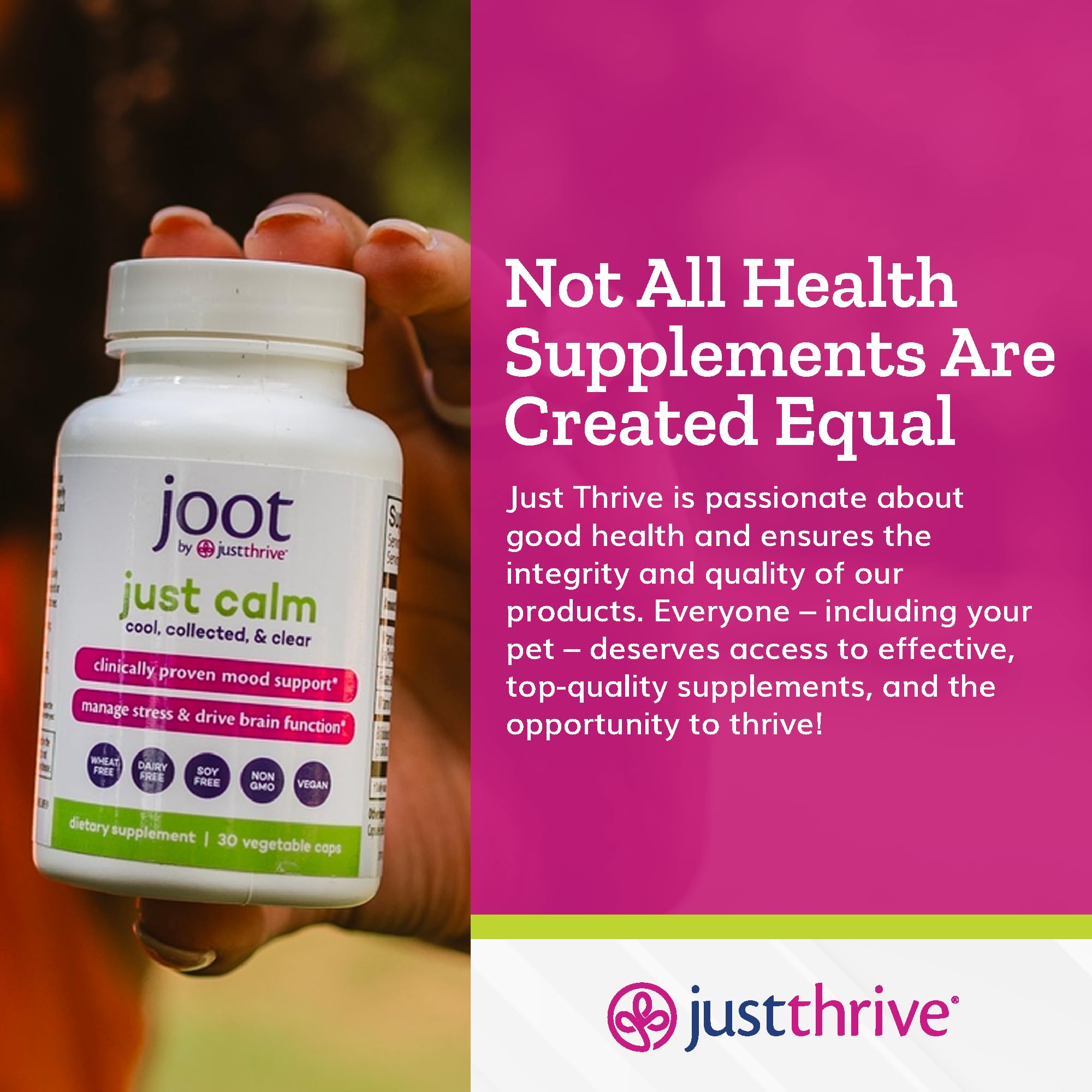 Just Thrive - Just Calm - Cortisol Manager - Calming, Memory, and Mood Support Supplement - Vegan, 30 Calm Capsules Just Thrive uk supplements