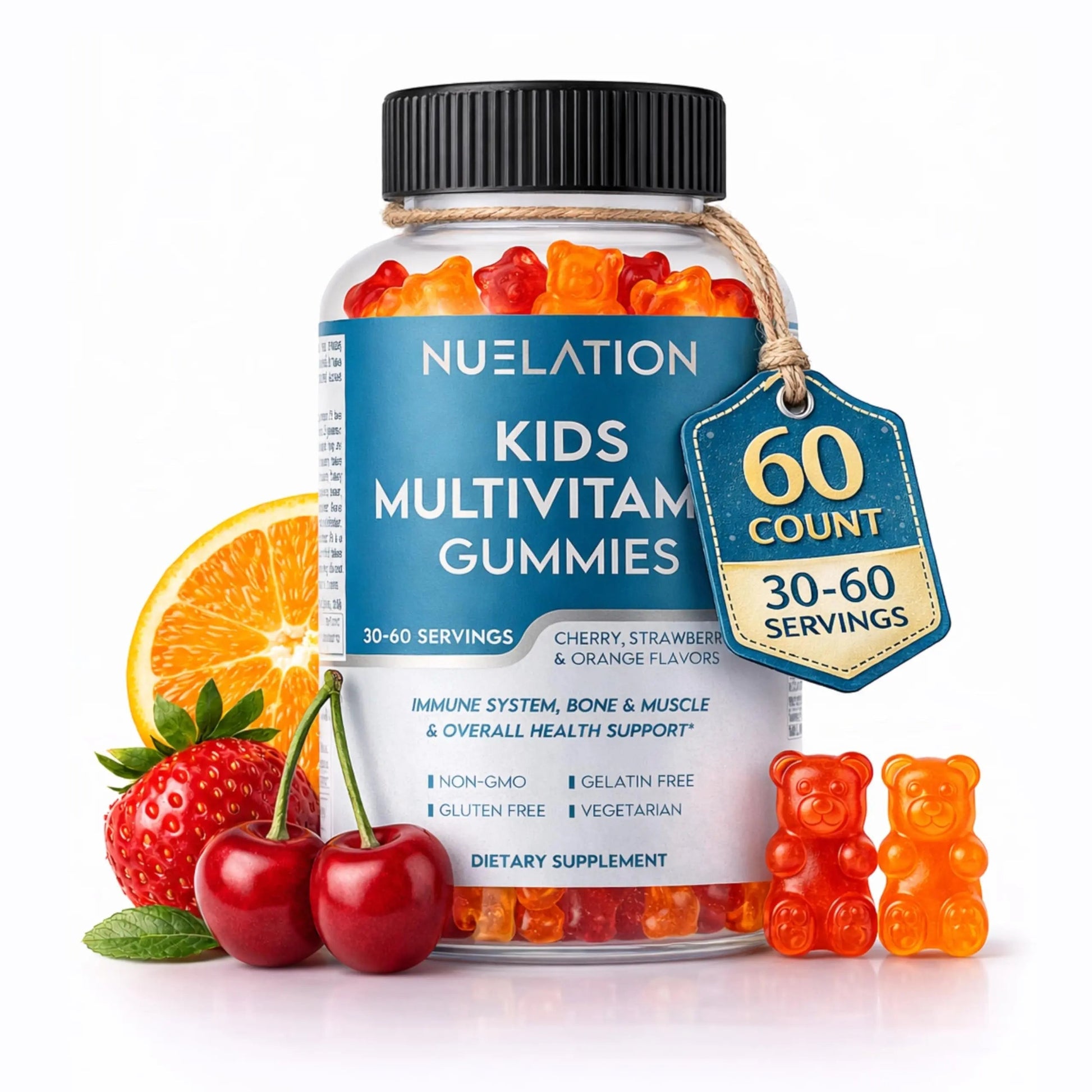 NUELATION Kids Multivitamin Gummies, 30-60 Day Supply with 14 Essential Kids Vitamins & Minerals. Toddler Vitamins for Overall Wellness. Non-GMO, Gelatin-Free, Gluten-Free, Vegetarian Children Vitamin NUELATION uk supplements