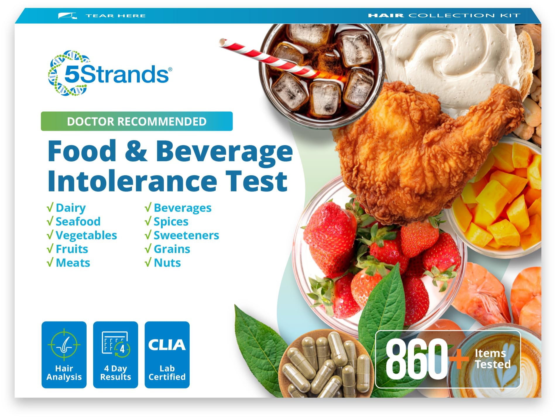 5Strands Food & Beverage Intolerance Test for Adults & Kids, 868 Items Tested, at-Home Sensitivity Testing, Hair Analysis, Gut Health Test, Results in 4 Days 5Strands uk supplements