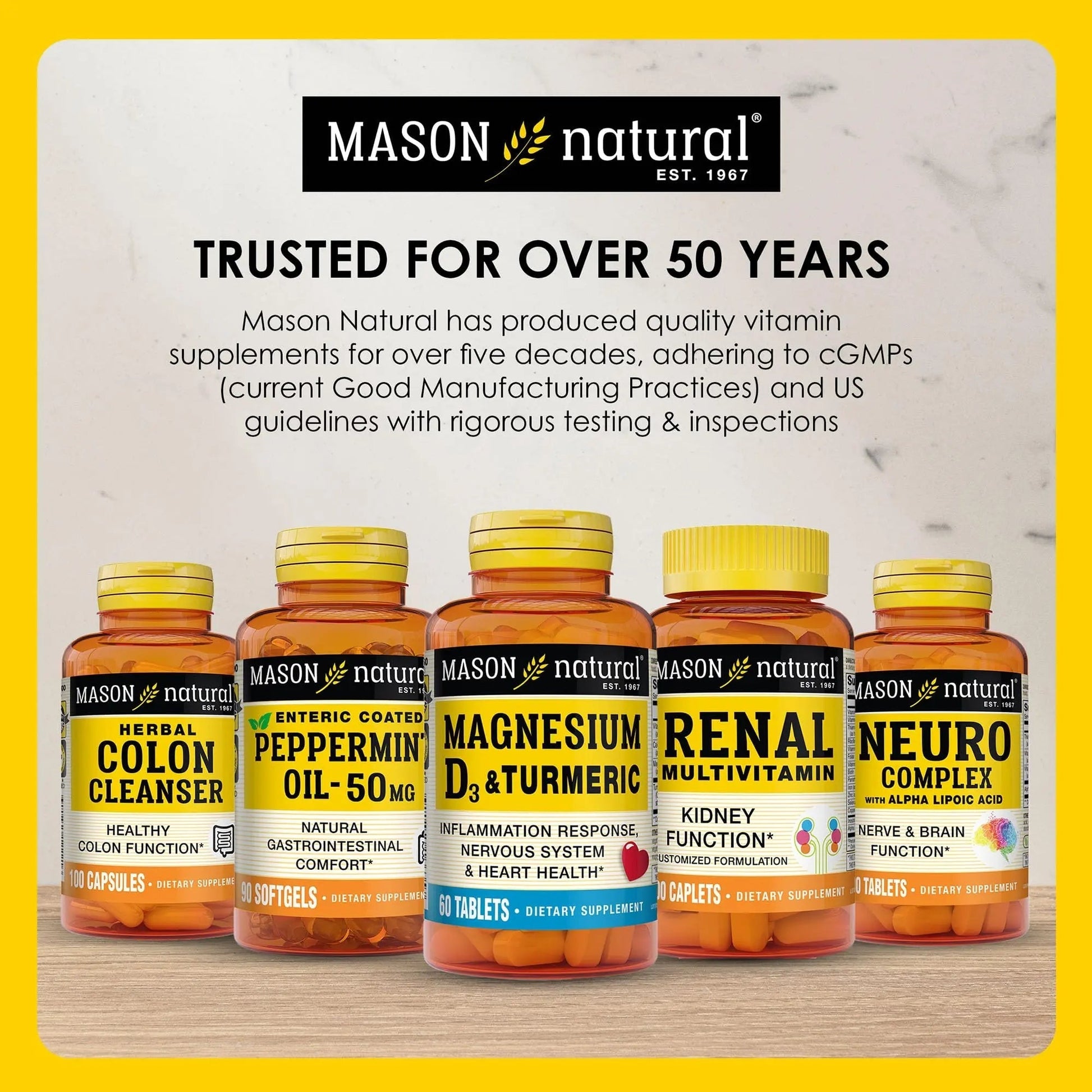 MASON NATURAL Renal Multivitamin, with ALA, Biotin, & B Vitamins for Daily Support,100 Caplets MASON NATURAL uk supplements