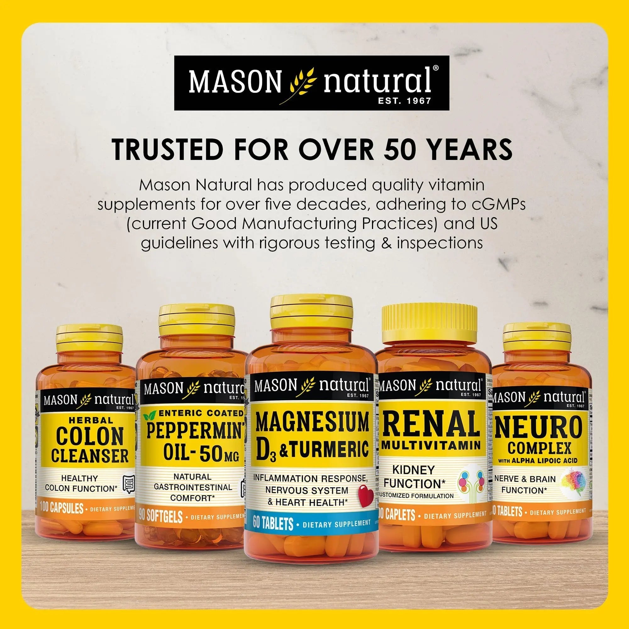 MASON NATURAL Renal Multivitamin, with ALA, Biotin, & B Vitamins for Daily Support,100 Caplets MASON NATURAL uk supplements