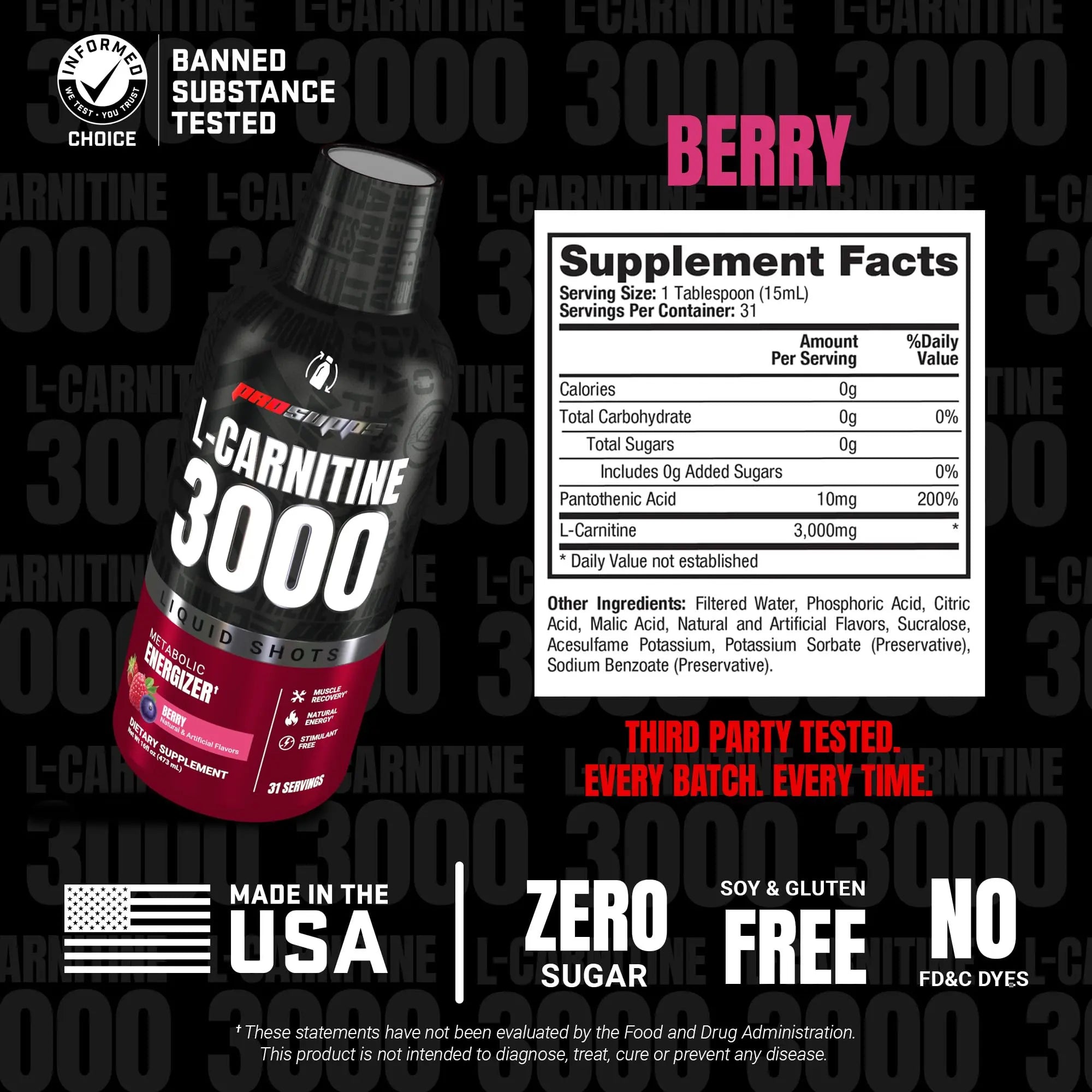 ProSupps L-Carnitine Liquid 3000, Stimulant-Free Liquid Shots for Men & Women - Clean Workout Drink for Energy, Performance & Muscle Recovery ProSupps uk supplements