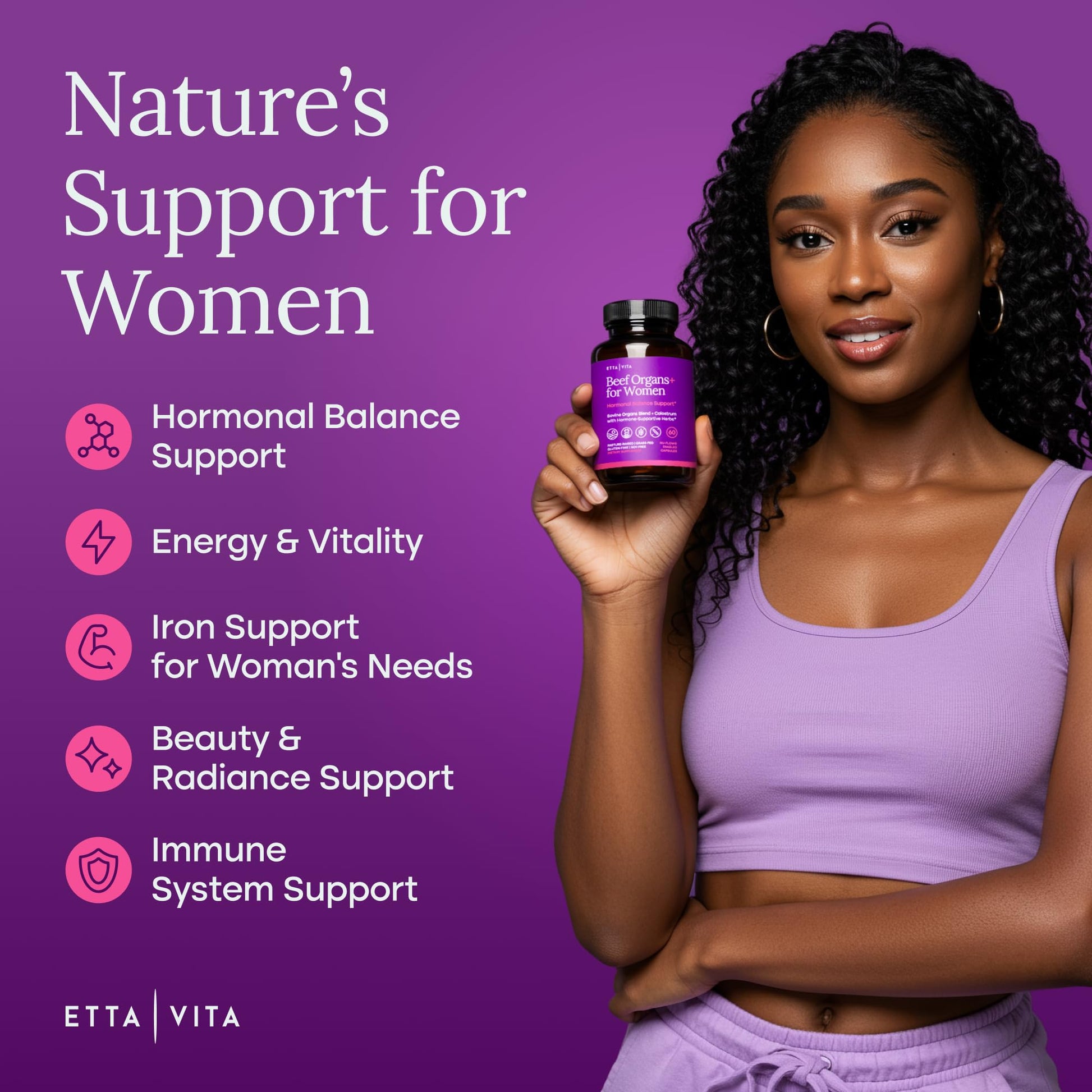 Primal Beef Organ Supplement for Women (Made in USA) Boosted w Shatavari, Maca, Ashwagandha, and Chasteberry - Grass Fed Uterus, Ovary, Liver, Kidney, Heart Bone Matrix, Gotu Kola and Queen Colostrum Etta Vita uk supplements