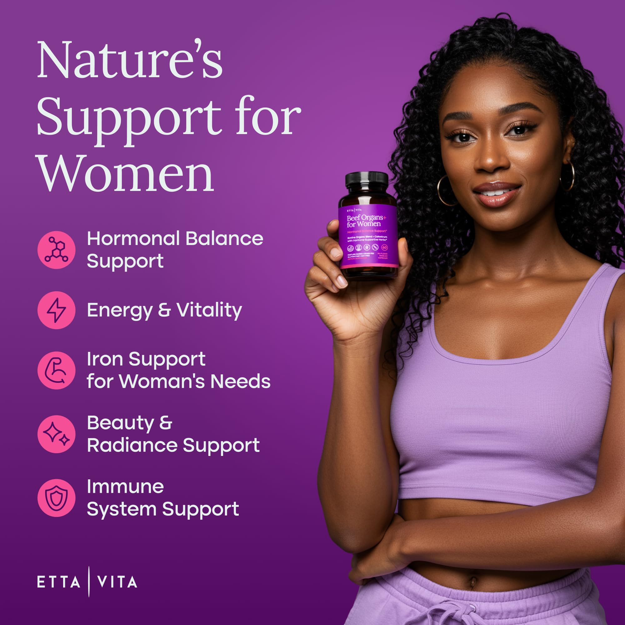 Primal Beef Organ Supplement for Women (Made in USA) Boosted w Shatavari, Maca, Ashwagandha, and Chasteberry - Grass Fed Uterus, Ovary, Liver, Kidney, Heart Bone Matrix, Gotu Kola and Queen Colostrum Etta Vita uk supplements