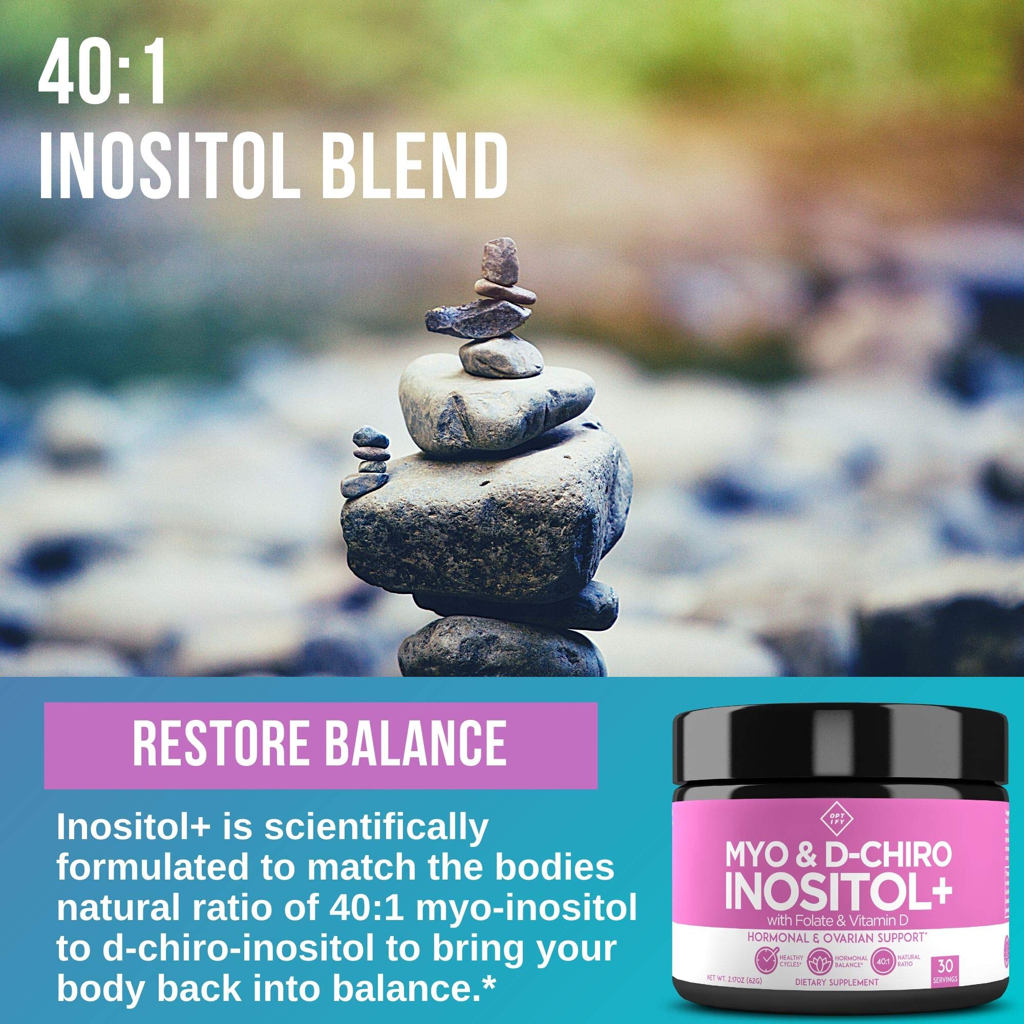 Premium Inositol Supplement - Myo-Inositol and D-Chiro Inositol Powder Plus Folate Optify uk supplements