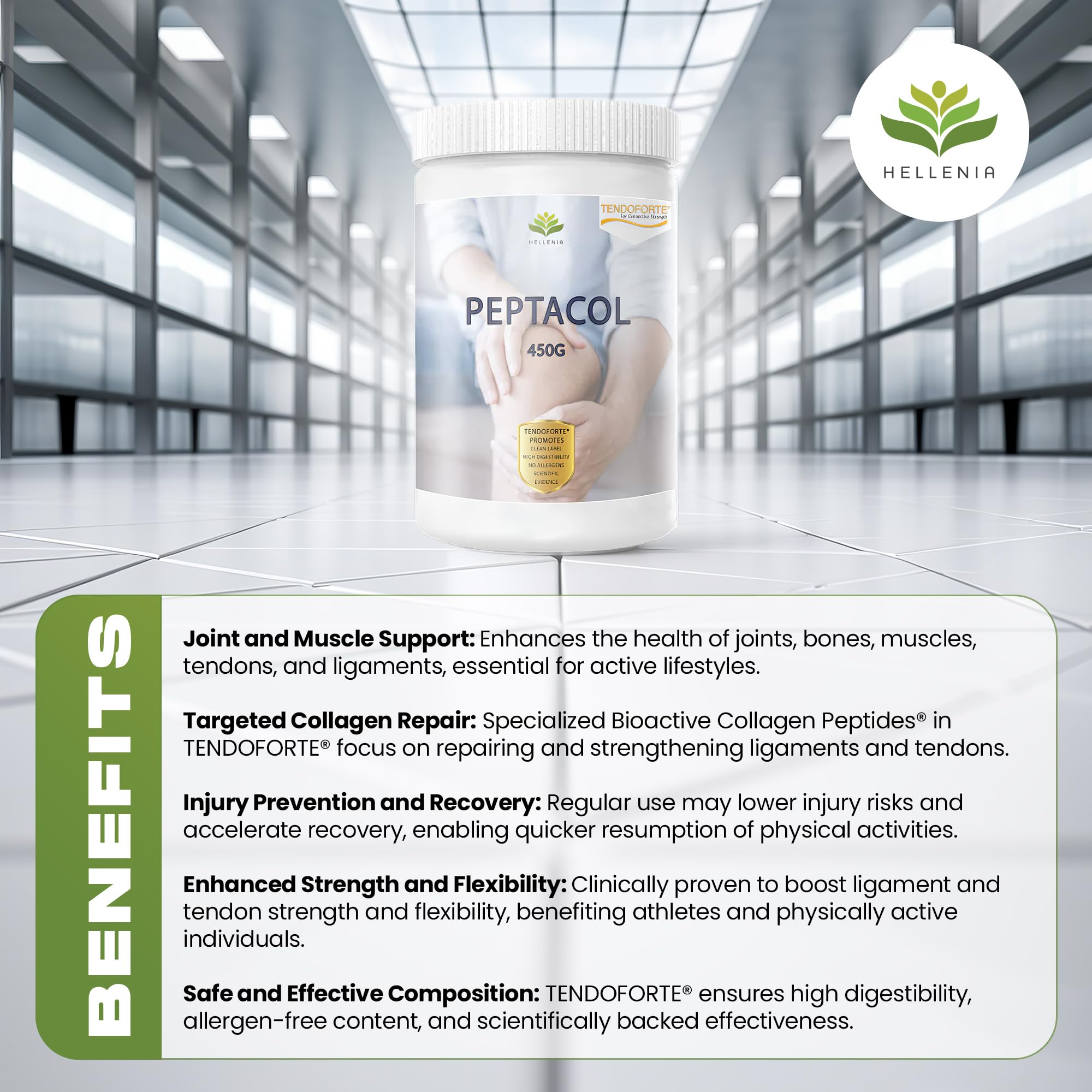PEPTACOL TENDOFORTE® Bioactive Collagen Peptides® - 450g Hellenia uk supplements