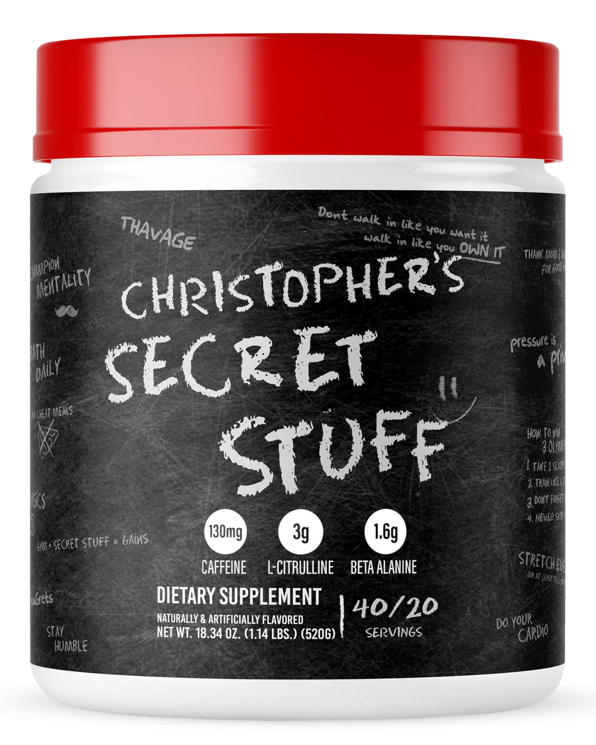 RAW Christopher's Secret Stuff Pre Workout Powder, Thavage (Tastes Like Winning) - Chris Bumstead CBUM Preworkout Supplement for Men & Women - Working Out, Hydration & Energy - 40 Servings RAW uk supplements
